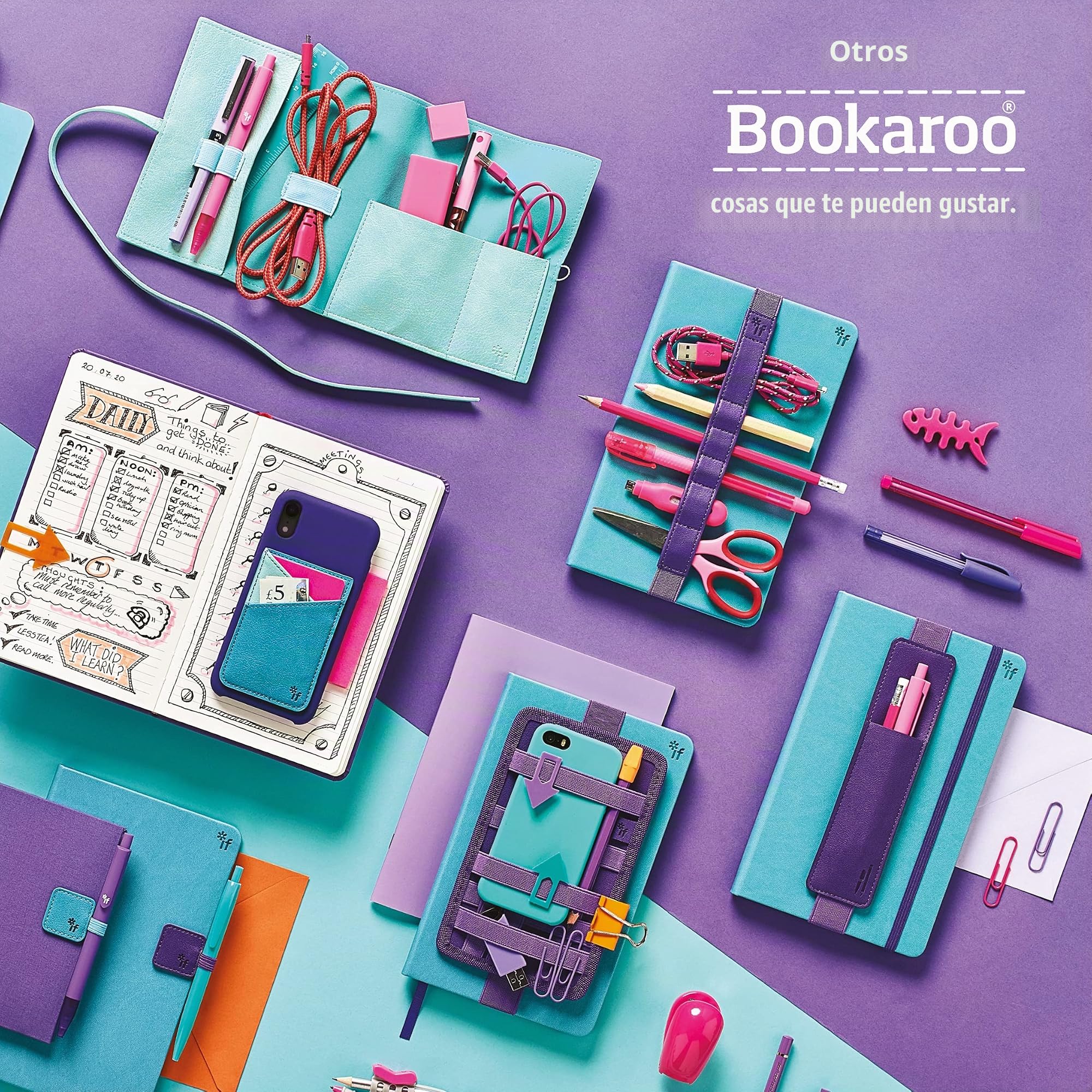 IF Bookaroo - Bolsa para libros y cosas (1 página), color turquesa