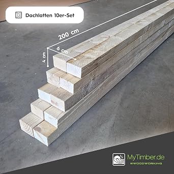 MyTimber Wooden Slats as Construction Wood Roof Slats Wood to Build Yourself 4 x 6 cm Wide Square Wood 2 m Long Wooden Slat for Construction Wood for Your DIY Project (10)