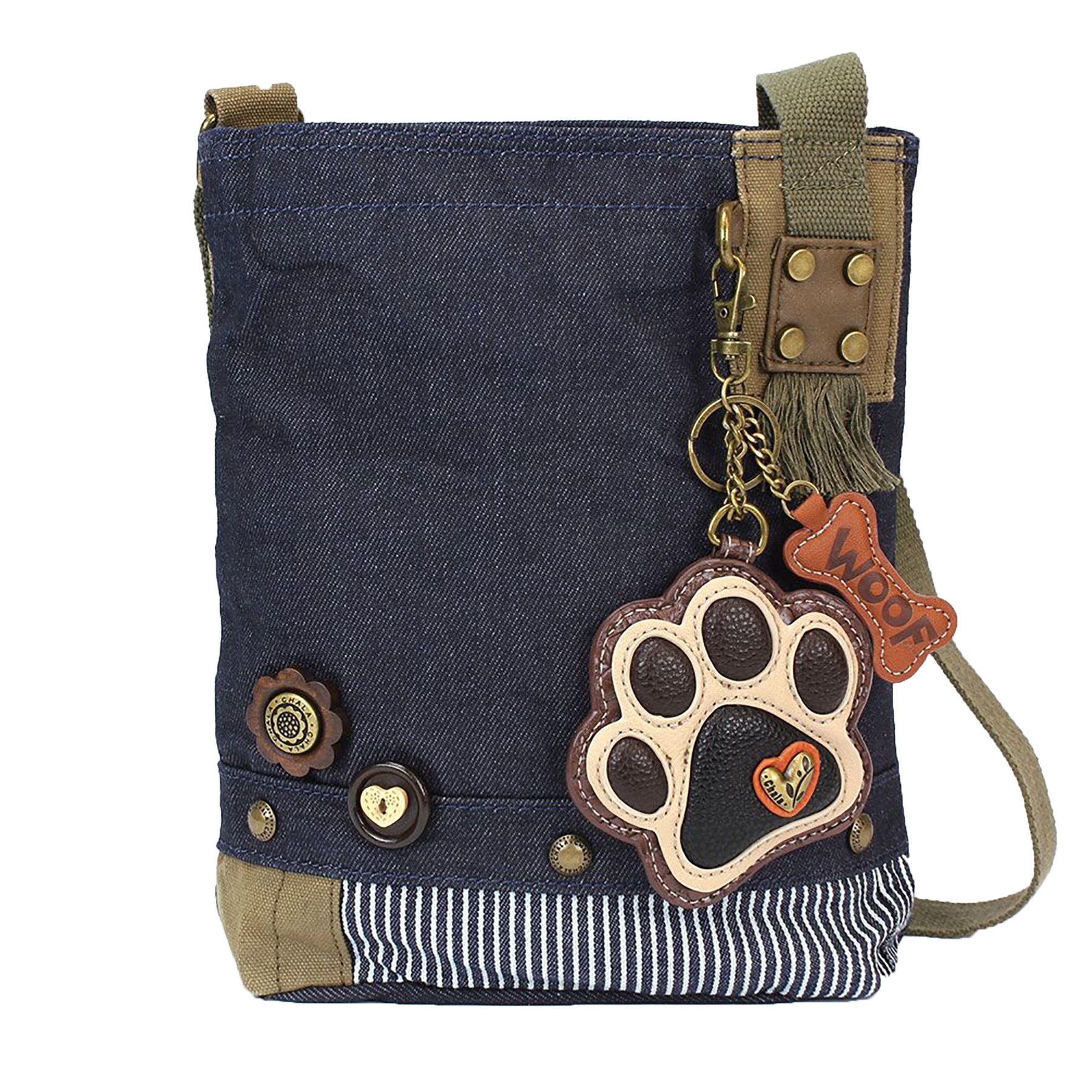 CHALA Patch Cross-Body Women Handbag, Canvas Messenger Bag Olive, Metal Charming Cross - Oliv, Medium — view 54