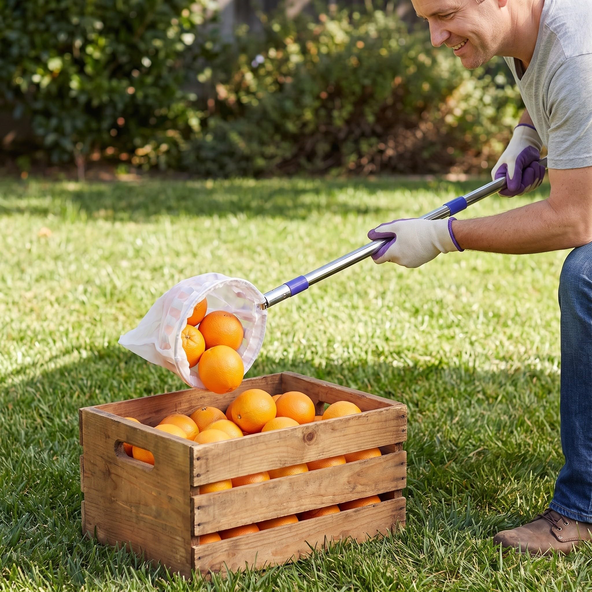 Gatuida Perche à Fruits avec Panier, Outil de cueillette en Acier
