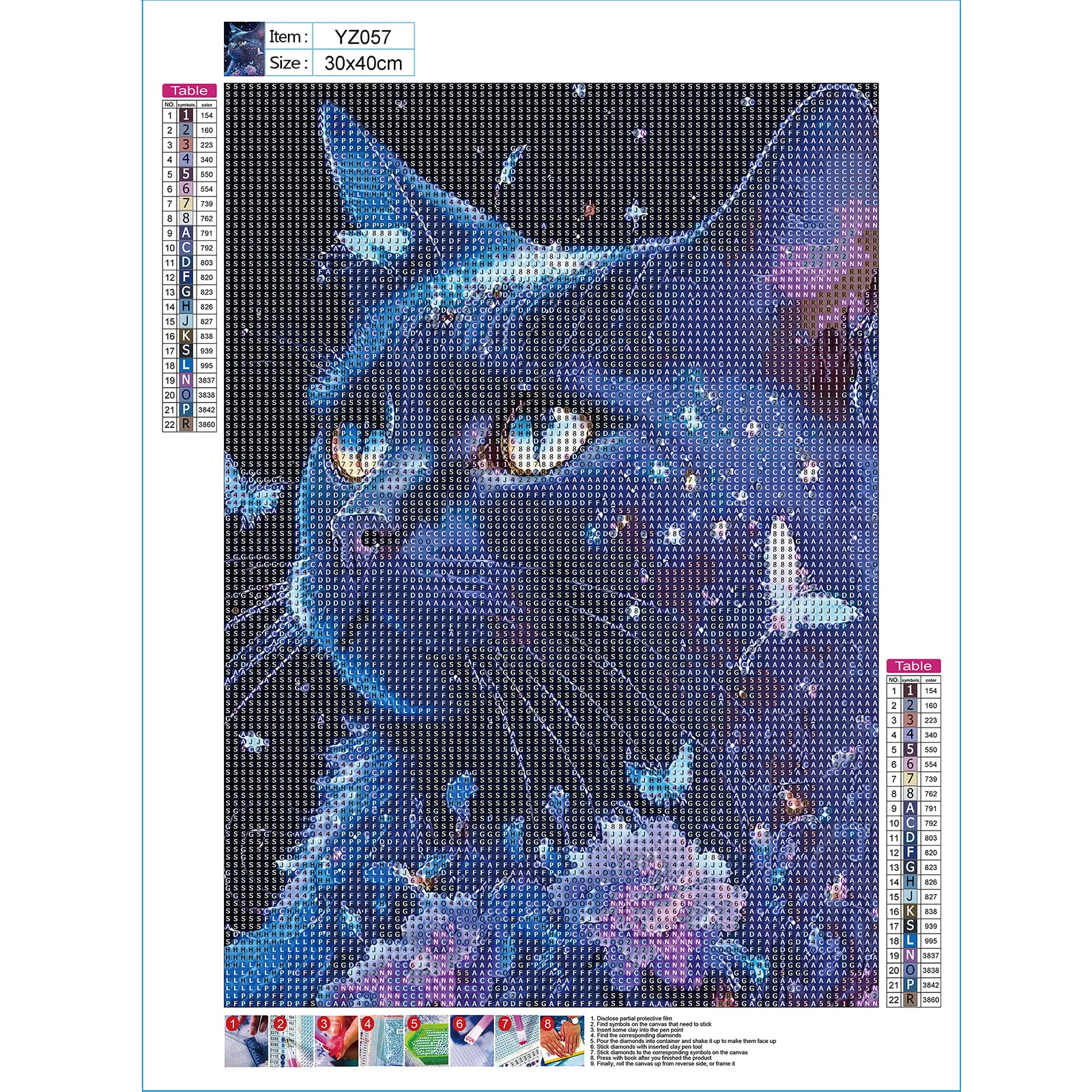 DPHERO Diamant Painting Set – Schwarze Katze Mit Schmetterlingen, 30x40cm, Rundstein