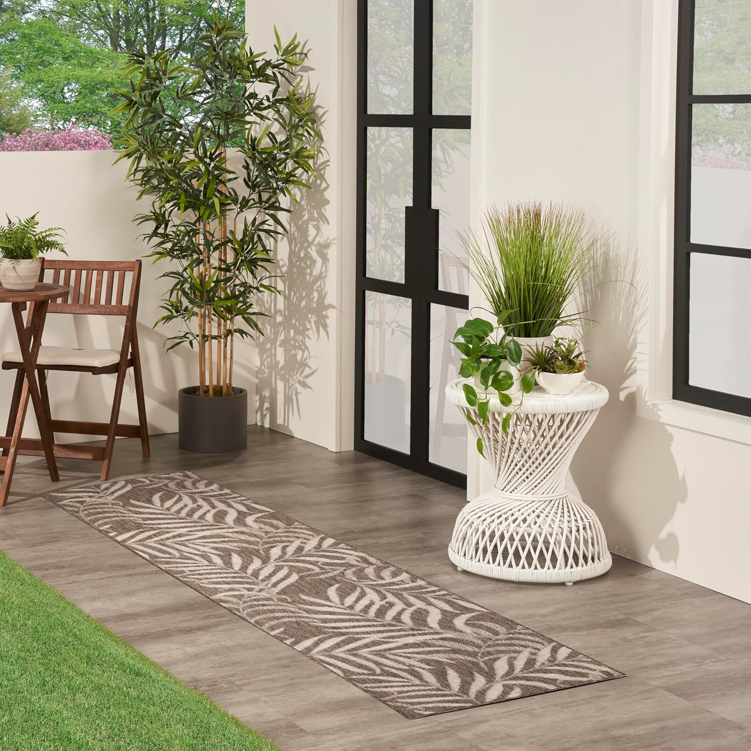 Nourison Home Garden Oasis Mocha 2' x 8' Area Rug - Easy Cleaning, Non Shedding, Bed Room, Living Room, Dining Room, Kitchen (8' Runner)