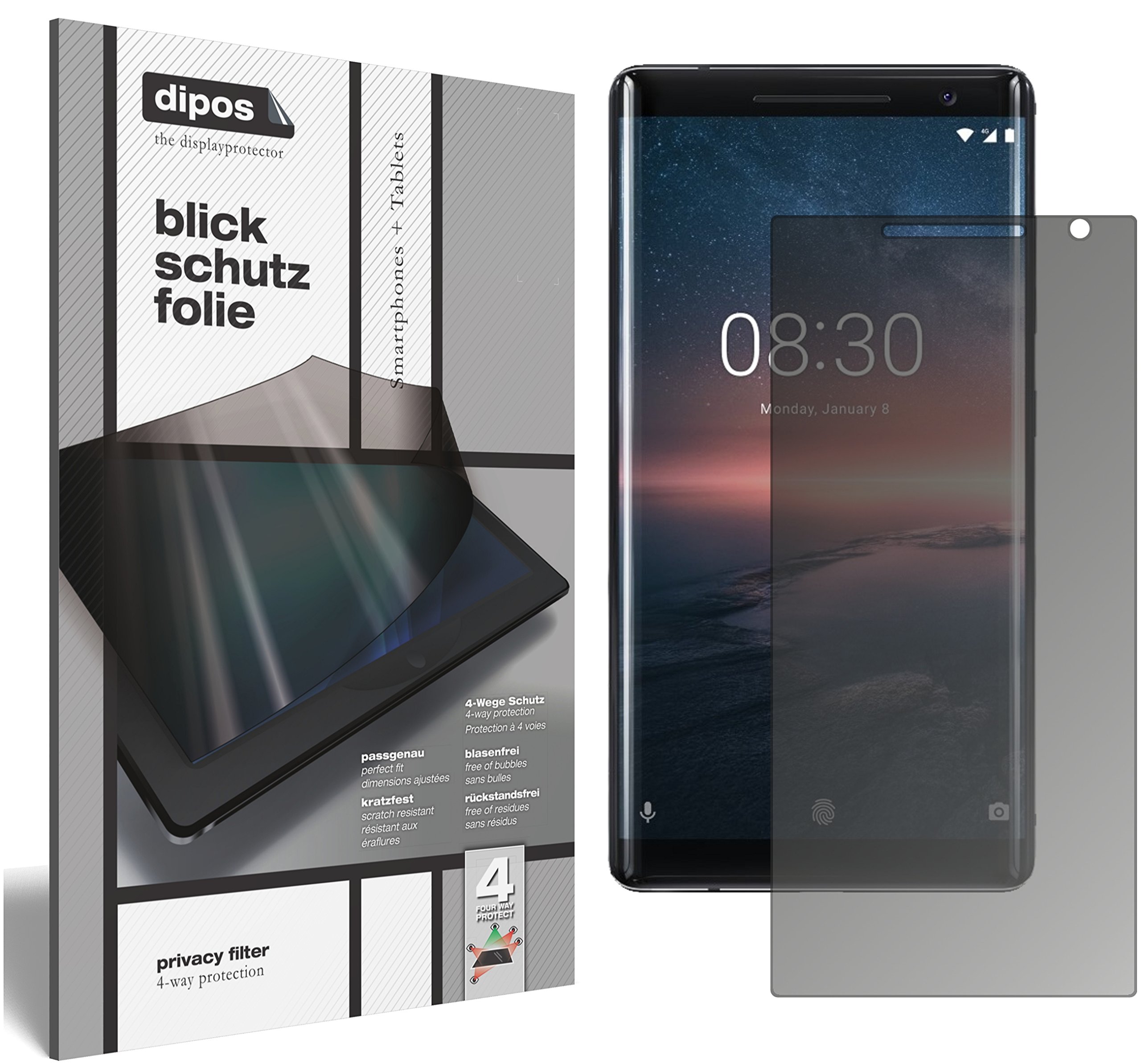 dipos I Protezione Vista Compatibile con Nokia 8 Sirocco Pellicola Prottetiva Privacy 4 Modi
