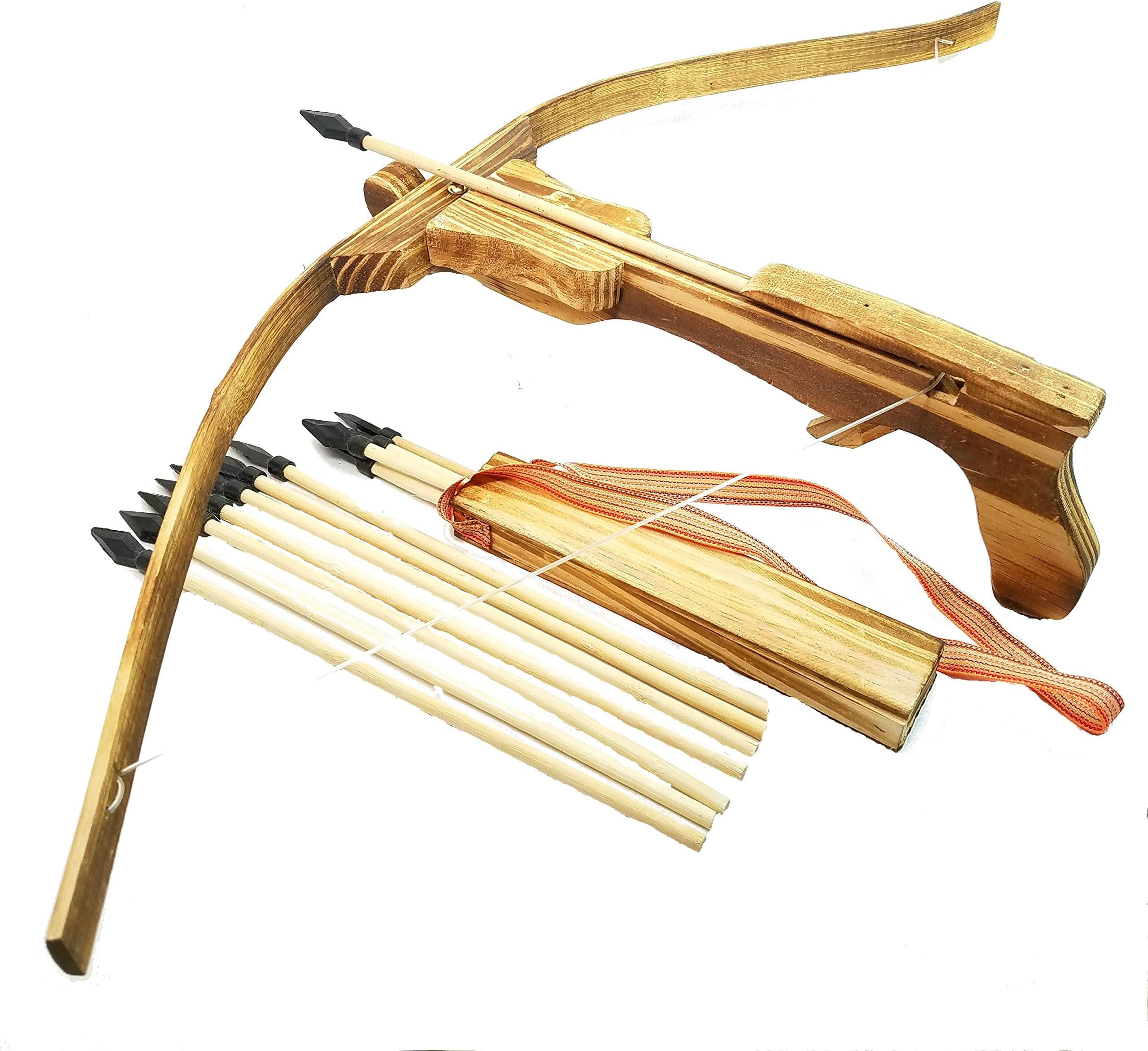 Handmade Crossbow Set - 10 Wood Arrows and Wood Quiver Included - for Outdoor Play