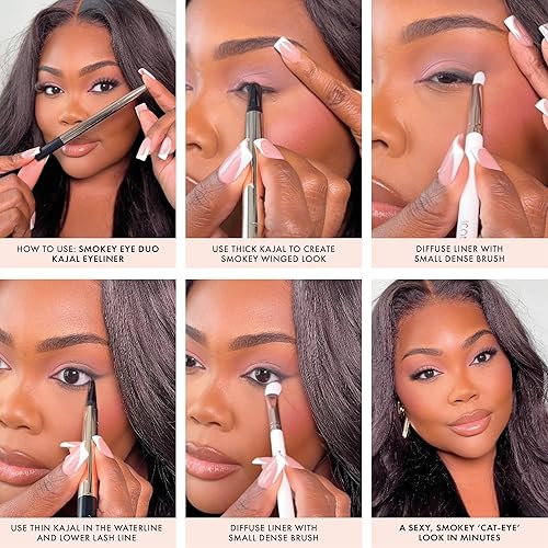 Miniatura 4 de ICONIC LONDON Smokey Eye Duo Delineador de ojos 2 en 1, cremoso, fácil de mezclar, resistente al agua, libre de crueldad, maquillaje vegano (neutro