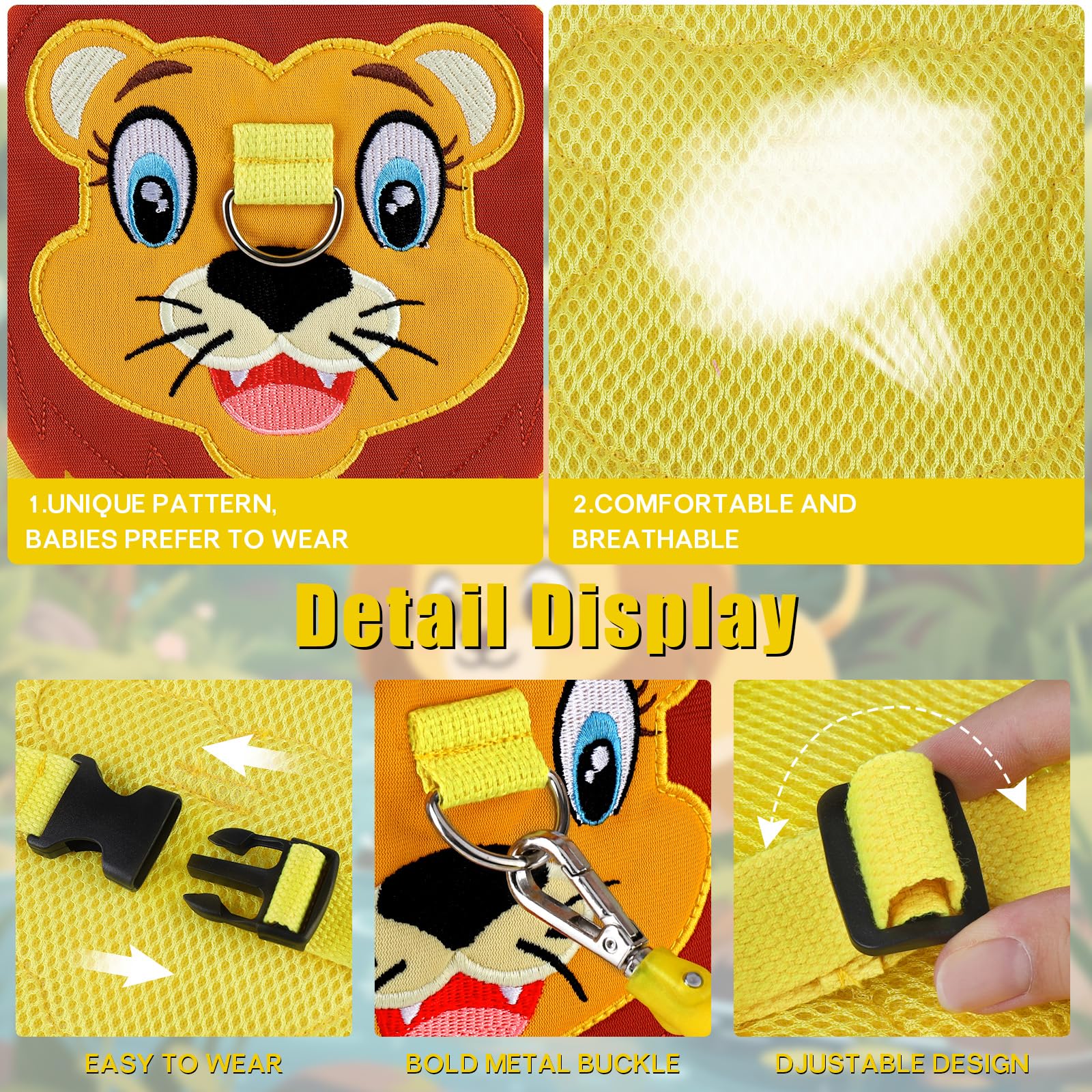 Correa para niños pequeños + eslabón de muñeca antipérdida para niños, arnés de seguridad para niños, pulsera para caminar, cinturón para niños, color rosa, regalo de Navidad (amarillo)