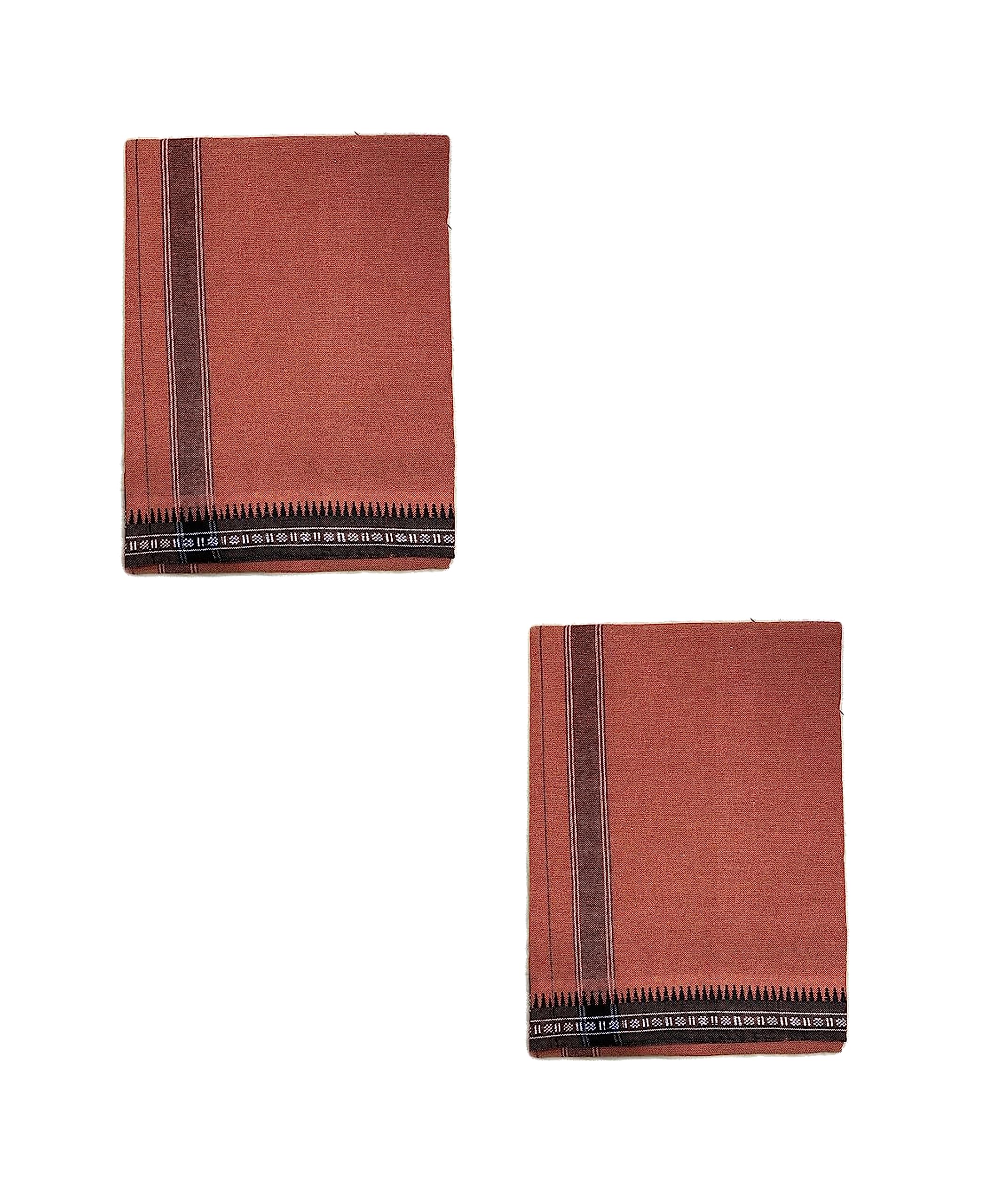 IAgriText Cotton Lungies for Men - Pack of 2 - Single (1.28 X 2.00 mtrs) Kakki Colour Dhoti - Ready to wear-picture-13