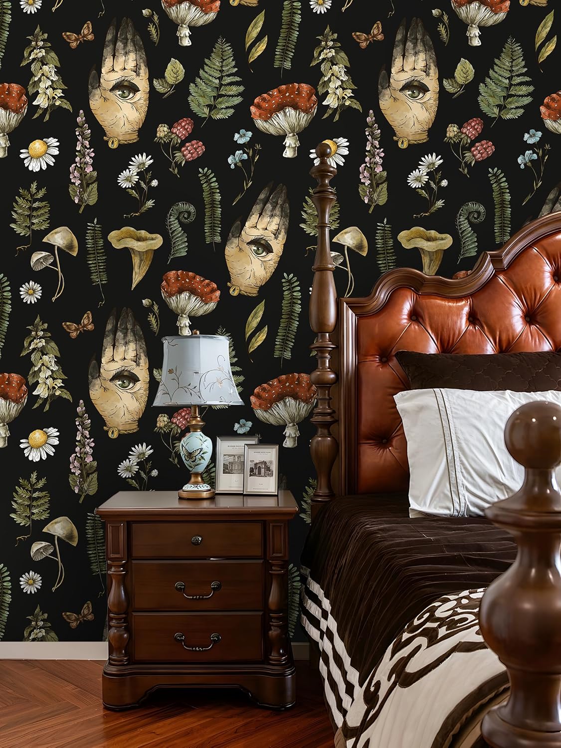 Black Floral Wallpaper Gothic Peel and Stick Wallpaper for Bathroom Renter Friendly Vintage Floral Wallpapers Textured Black Contact Paper for Cabinet Wall Art 17.5 x 118 in