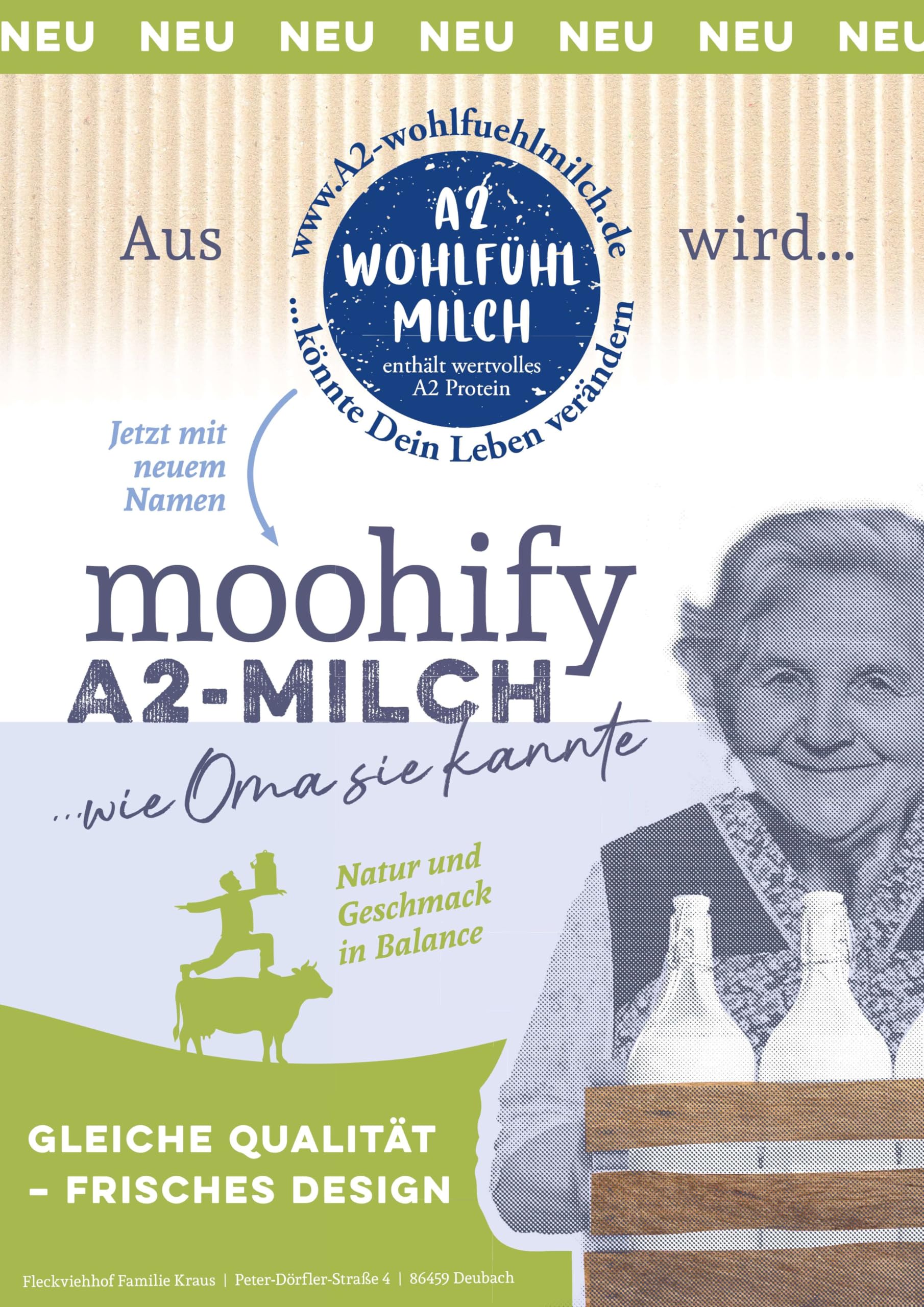 A2 Wohlfühl-Milch H-Vollmilch 3,8% 1 Liter 12er Pack - Haltbare Proteinmilch Kuhmilch mit A2 Protein