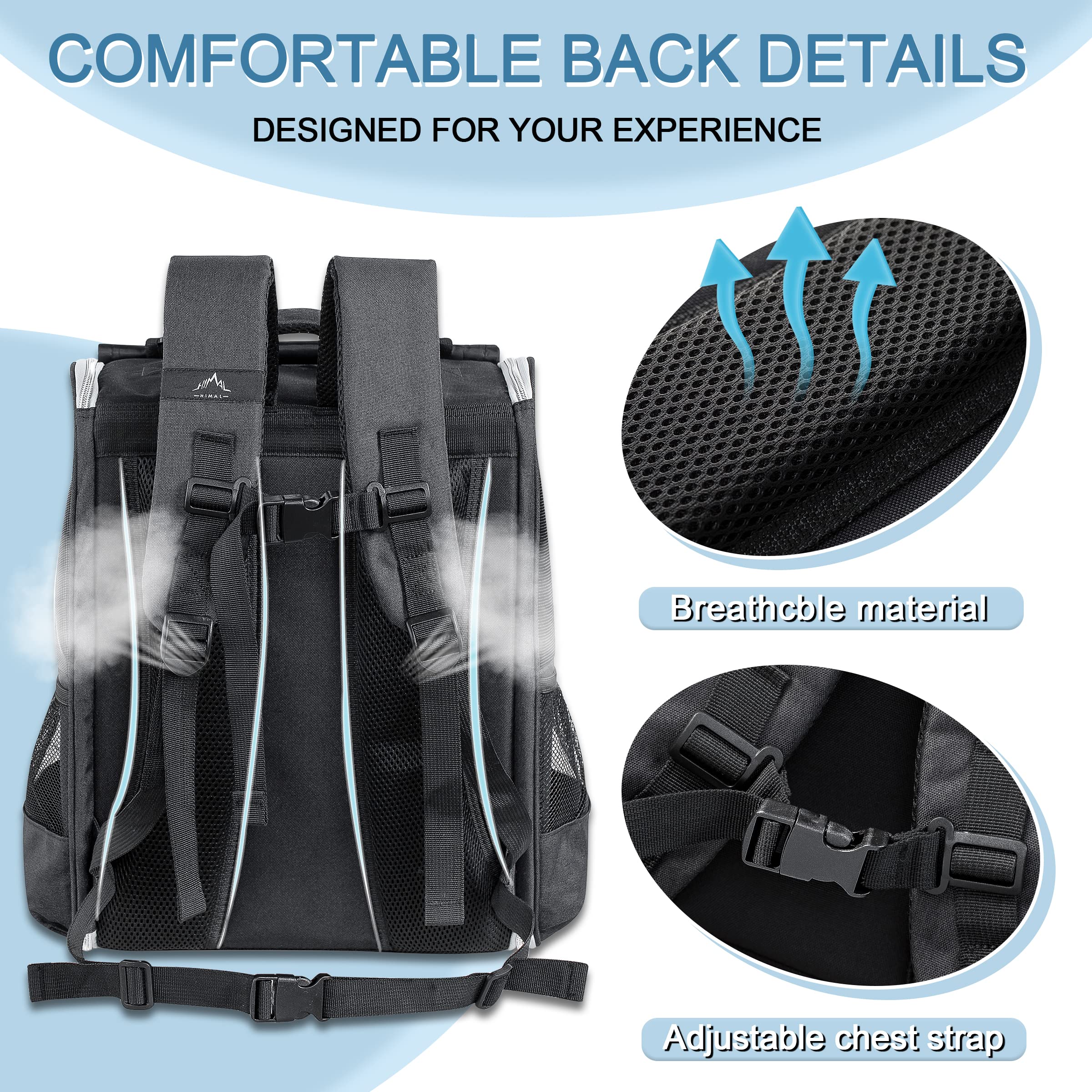 GoHimal Pet Carrier Backpack for Dogs and Cats,Puppies,Ventilated Design Breathable Dog Carrier Backpack,Cat Bag for Hiking Travel Camping Outdoor Use,Black