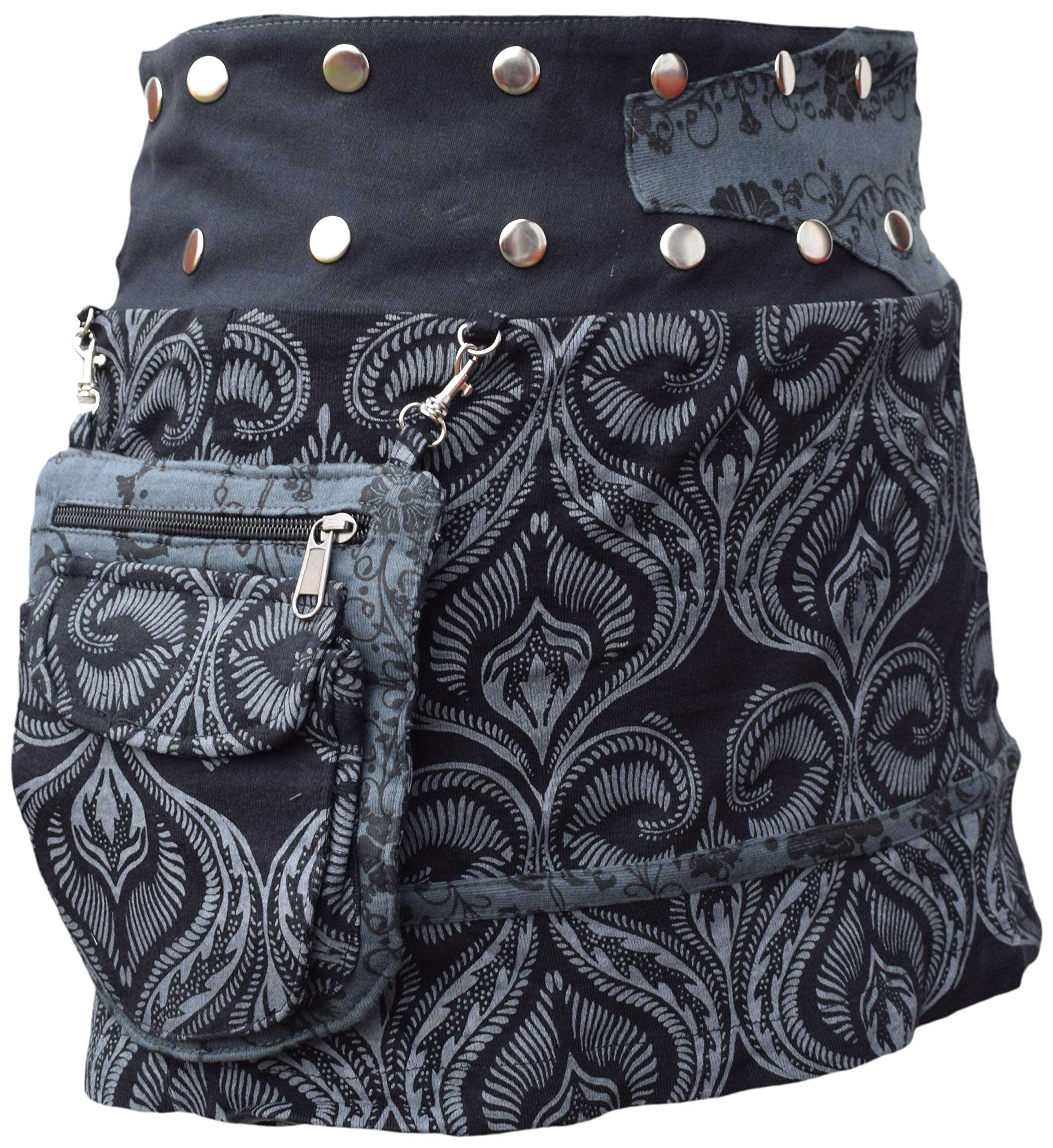 Gheri Jupe courte en coton réversible avec poche amovible et motif floral