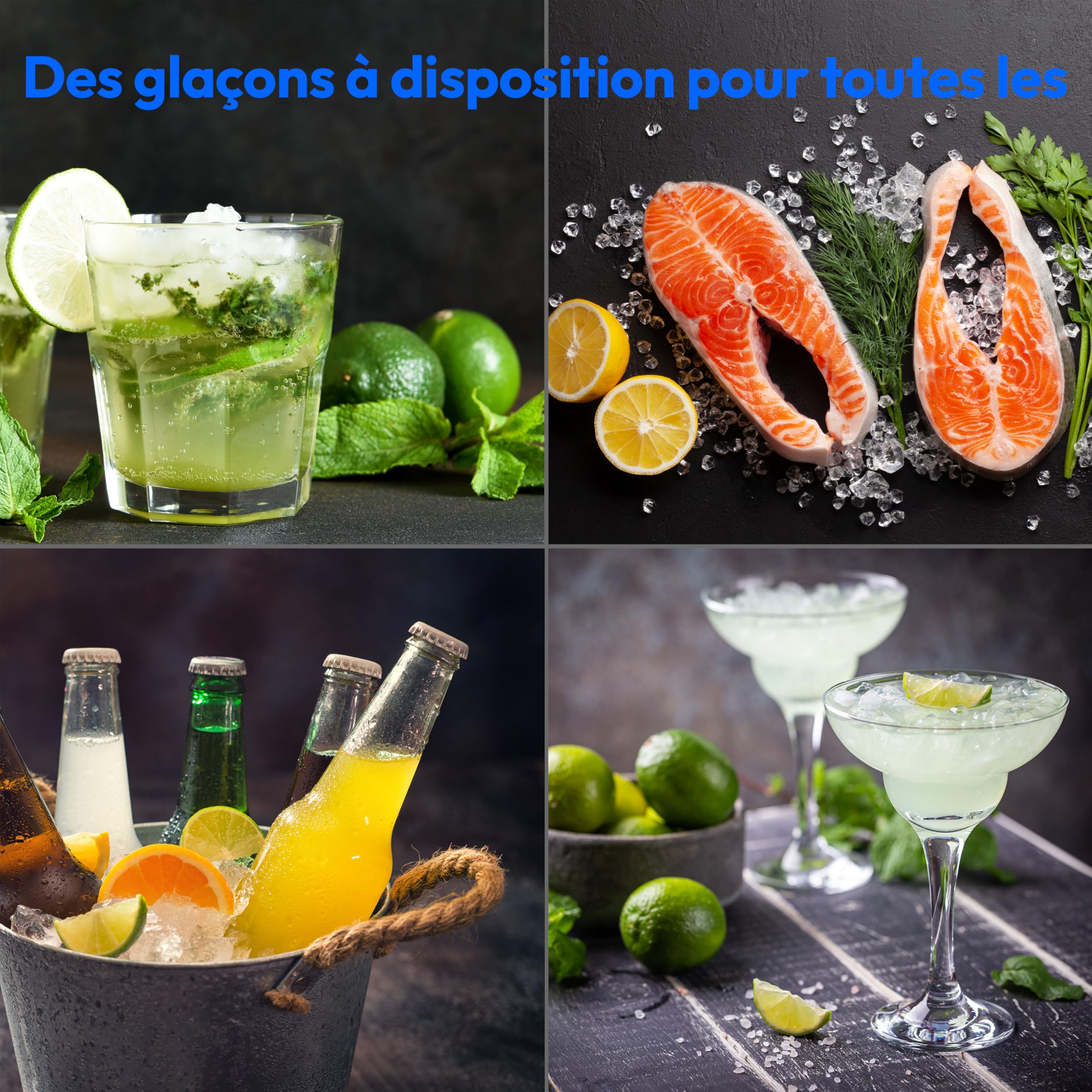 MEDION Machine à glaçons (Nugget glaçons, parfait pour boissons & cocktails, réservoir de 2 litres, jusqu'à 15kg de glaçons, temps de production court env. 5 min, panier amovible, autonettoyant, MD119