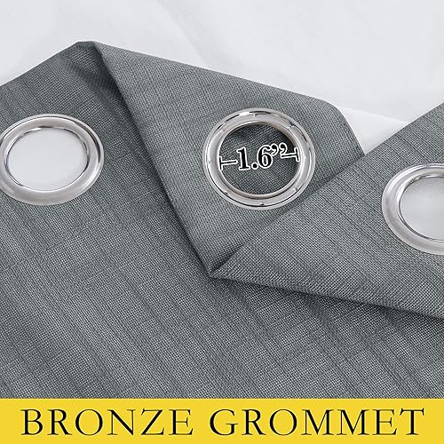 Miniatura 6 de NICETOWN Cortinas de lino 100% absolutamente opacas con forro blanco aislado térmico, 52 pulgadas de ancho, 2 paneles, cortinas de 84 pulgadas de