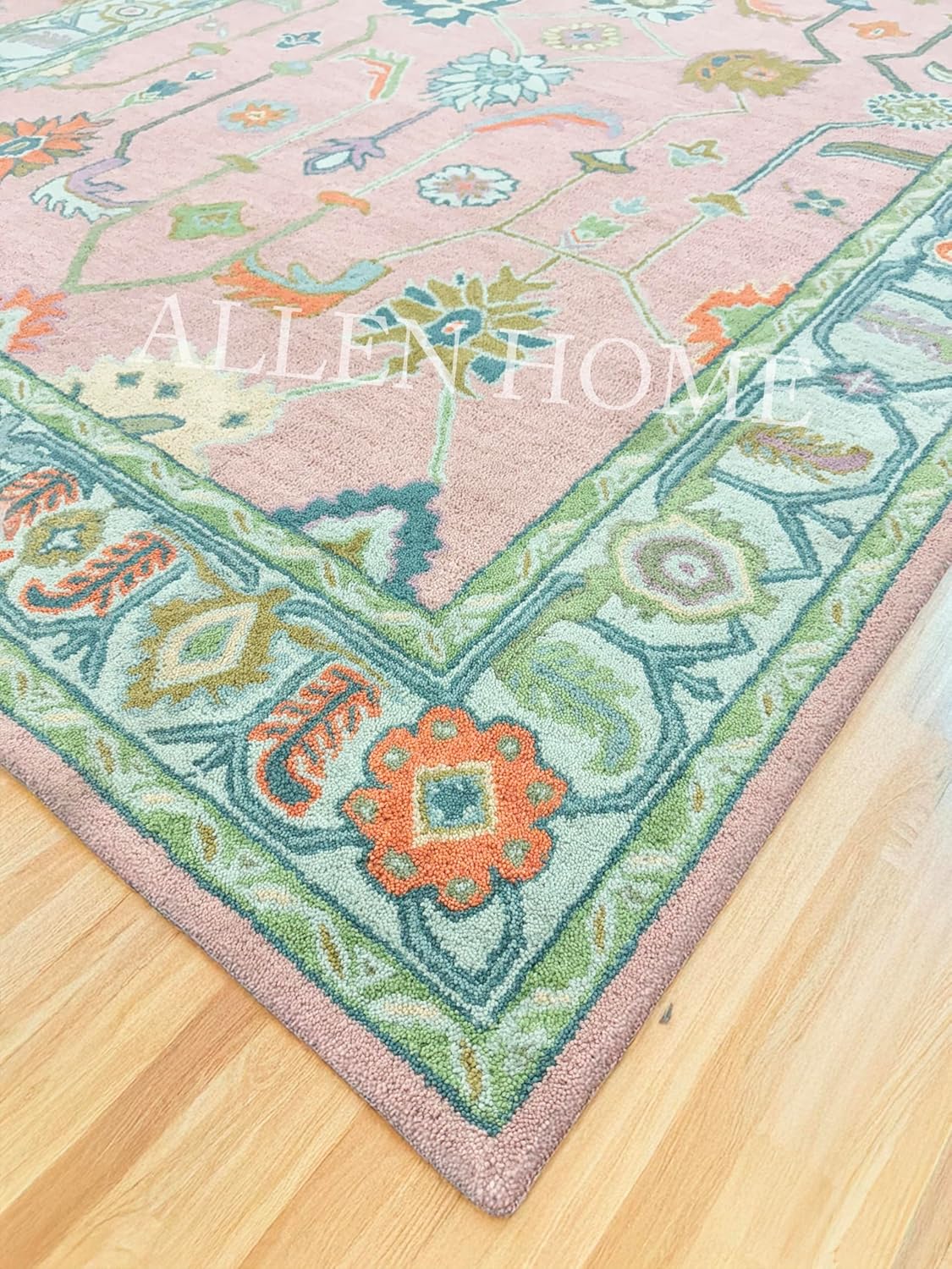 Hand Tufted Oushak Traditional Wool Area Rugs 9' x 12' -100% Wool - Durable - Living Room, Dining Room, Bedroom, & Entryway Area Rugs - Oushak Lori Design Rug Pink