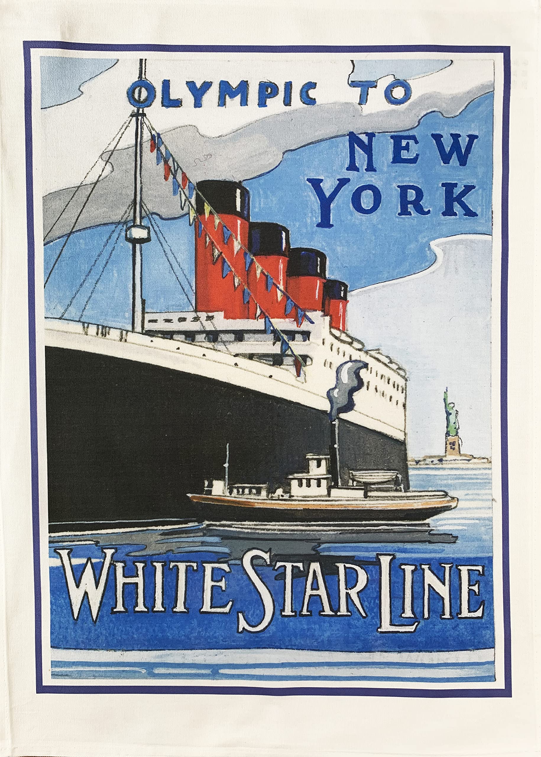 Half A Donkey White Great Ships Star Line The Olympic Large Cotton Tea Towel