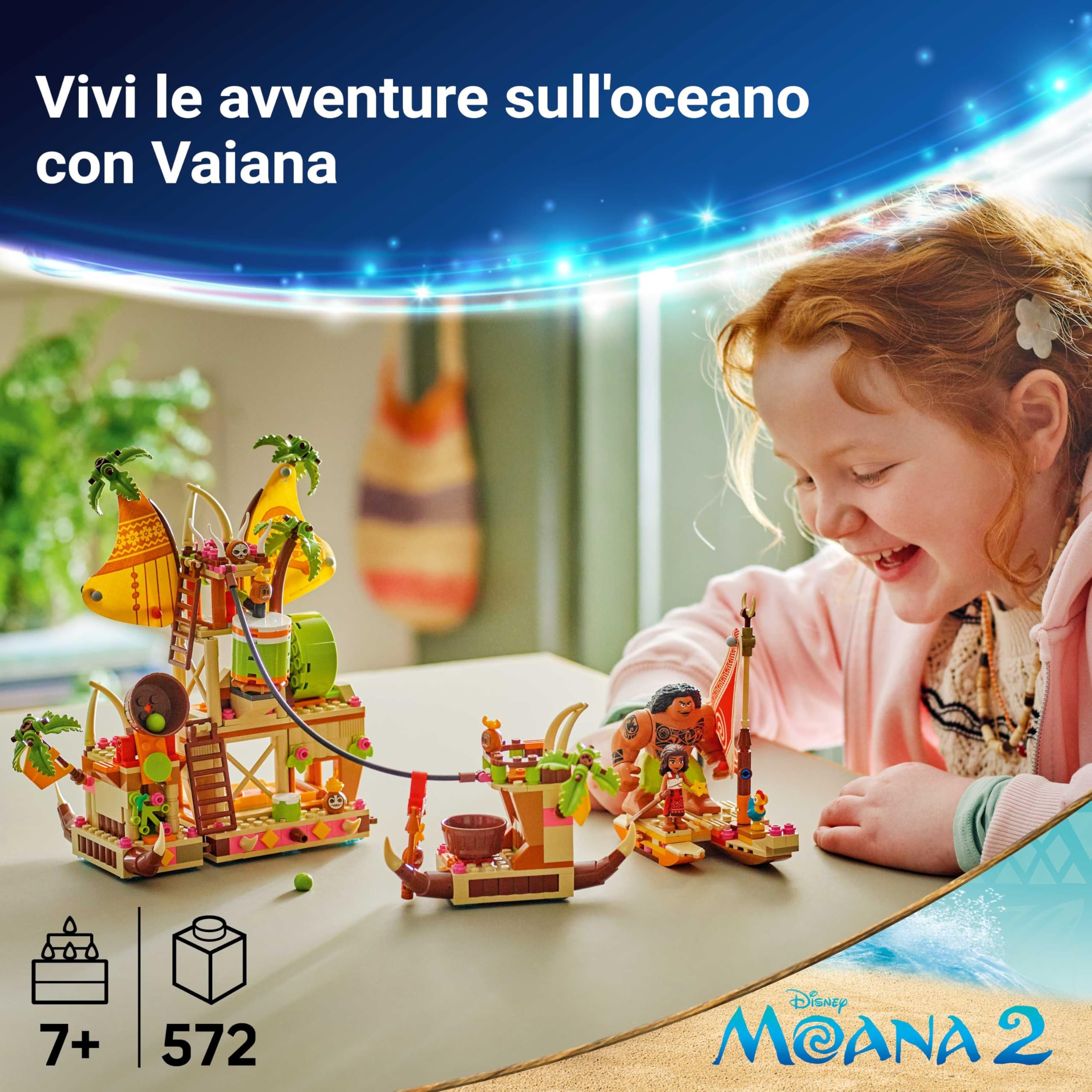 LEGO | Disney Oceania 2 Il Barcone dei Kakamora - Giochi da Costruire per Bambine da 7 Anni - Include Modello di Barca, Mini Bambola di Vaiana e Figura Maui - Regalo di Compleanno per Fan - 43258