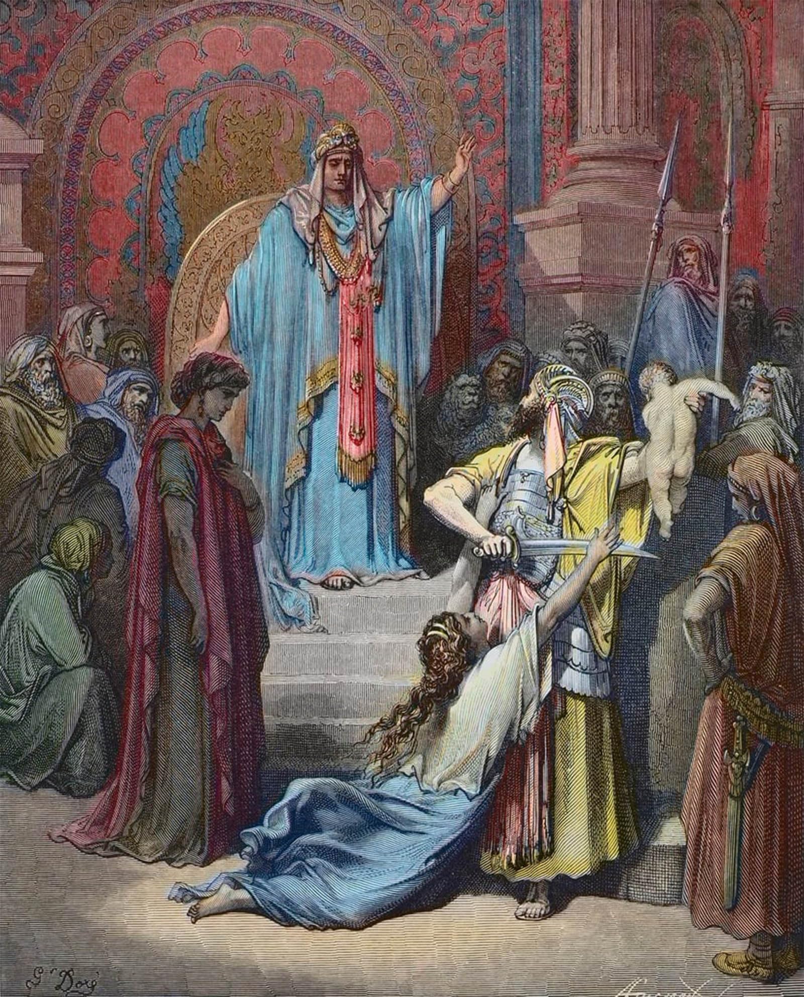 Serendipitp No Frame Aesthetic Poster Photo Wall Print Retro Picture Solomons Judgment Solomon Makes The Judgment To Split The Ba By Gustave Dore Modern Wall Artwork For Home Decor 60X90cm