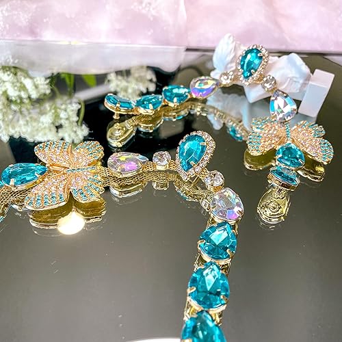 Miniatura 5 de Decorative Shoe Clips, Removable Chain, DIY Sandals Chain with Rhinestones, Crystal Butterfly Buckles, Metal Women Shoe Decoration with Gold Base,