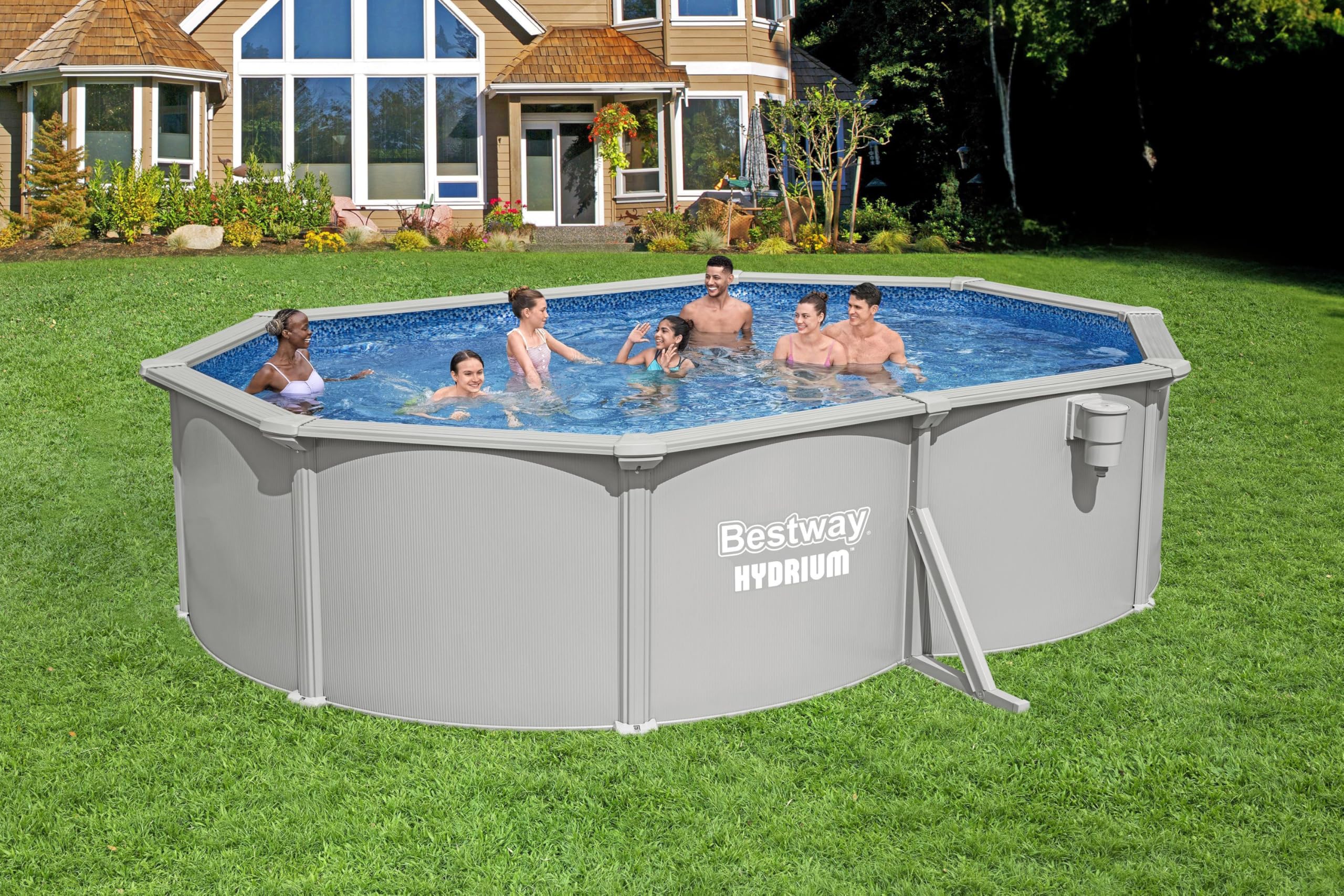 Bestway Hydrium 500 x 366 x 122 cm Ovaler Aufstellpool mit Stahlwand