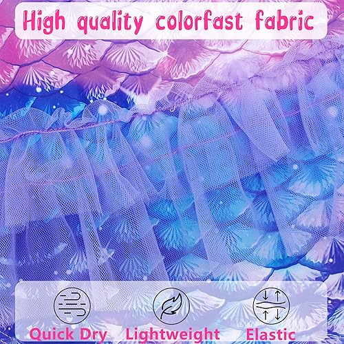 Miniatura 3 de swimsobo Traje de baño tutú de una pieza para niñas, traje de baño colorido de sirena con tirantes cruzados para niños de 2 a 8 años