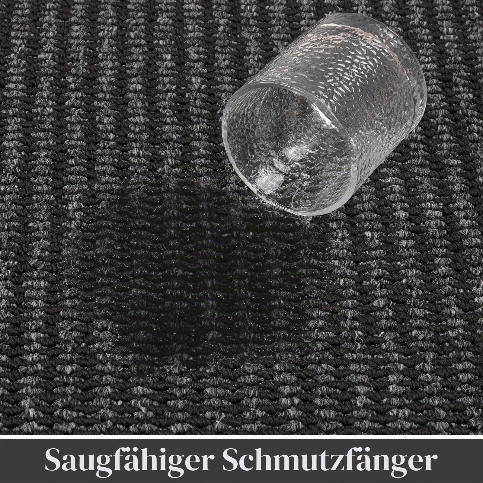 Enyhom Läufer Flur 80 x 300cm Langer rutschfest, Teppich Läufer Waschbar Küchenteppich Modern Teppich für Küche Eingang Waschküche, Schwarz+Grau