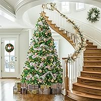 Vista 74 de Yaheetech Árbol de Navidad artificial preiluminado de 4.5 pies con luces blancas cálidas incandescentes, árbol de Navidad preiluminado completo