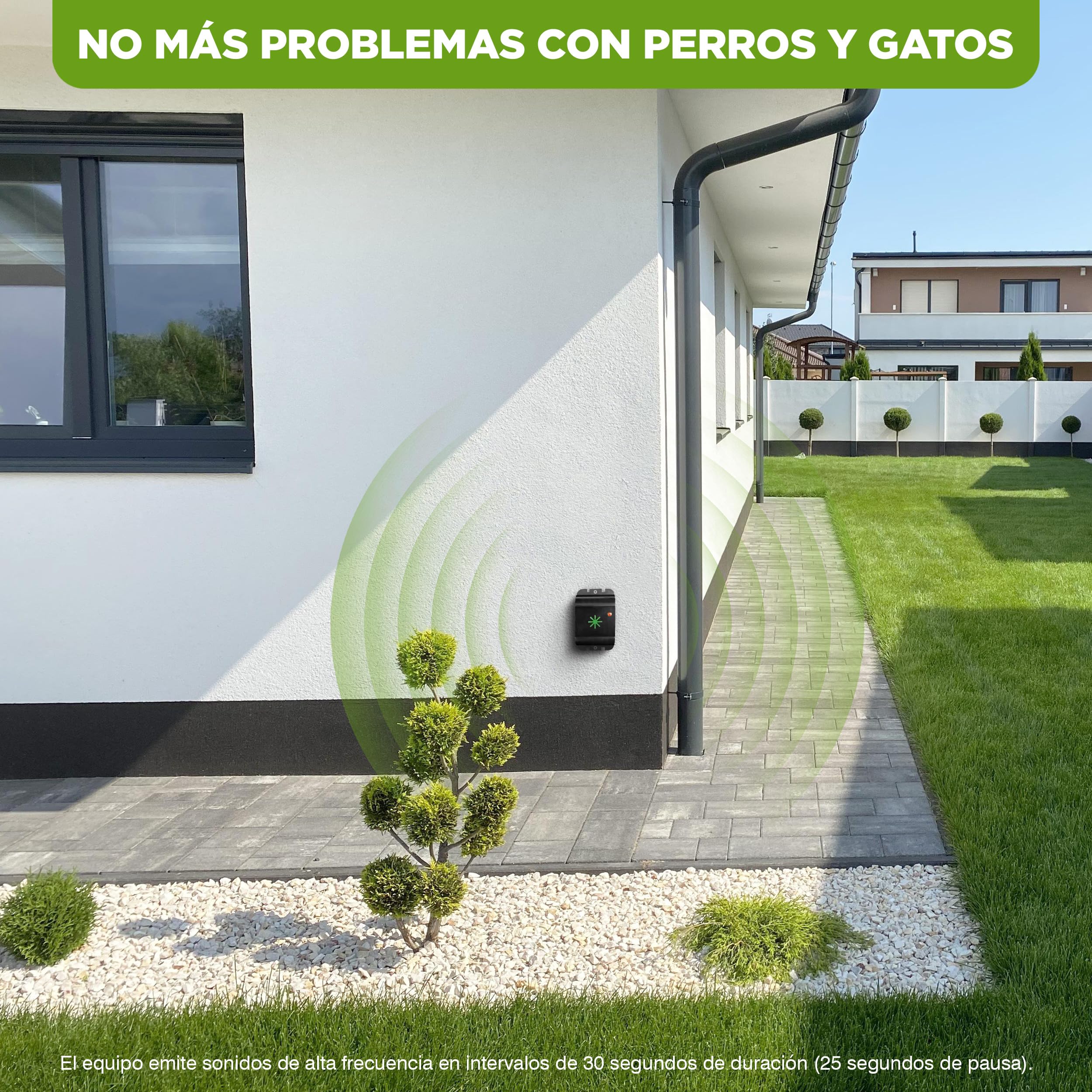 ISOTRONIC Repelente ultrasónico para Gatos y Perros: disuasivo para Gatos en graneros, Jardines, Coches y garajes; ahuyentador para Perros a Pilas con un Alcance Efectivo de 40 m² (3 Unidades).