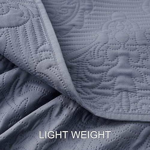 Vista 149 de Hansleep - Edredón blanco tamaño Queen – Colcha barroca ultrasónica para todas las estaciones, juego de ropa de cama suave y ligero, 3 piezas