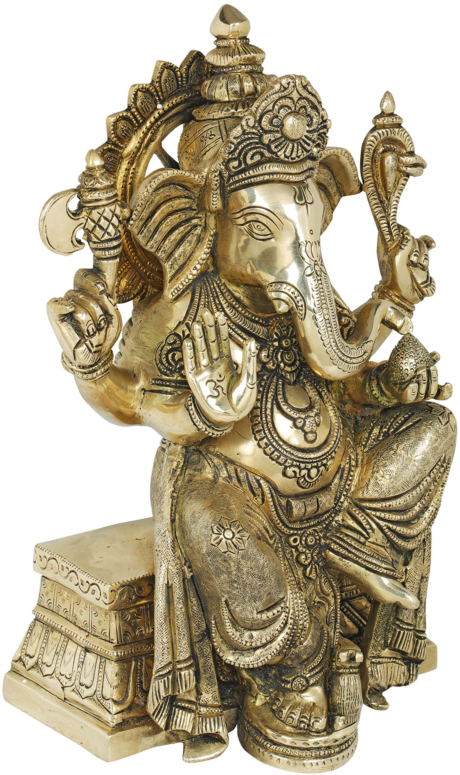 Exotic India Ganesha - Najbardziej pomyślne bóstwo hinduizmu - rzeźba z mosiądzu