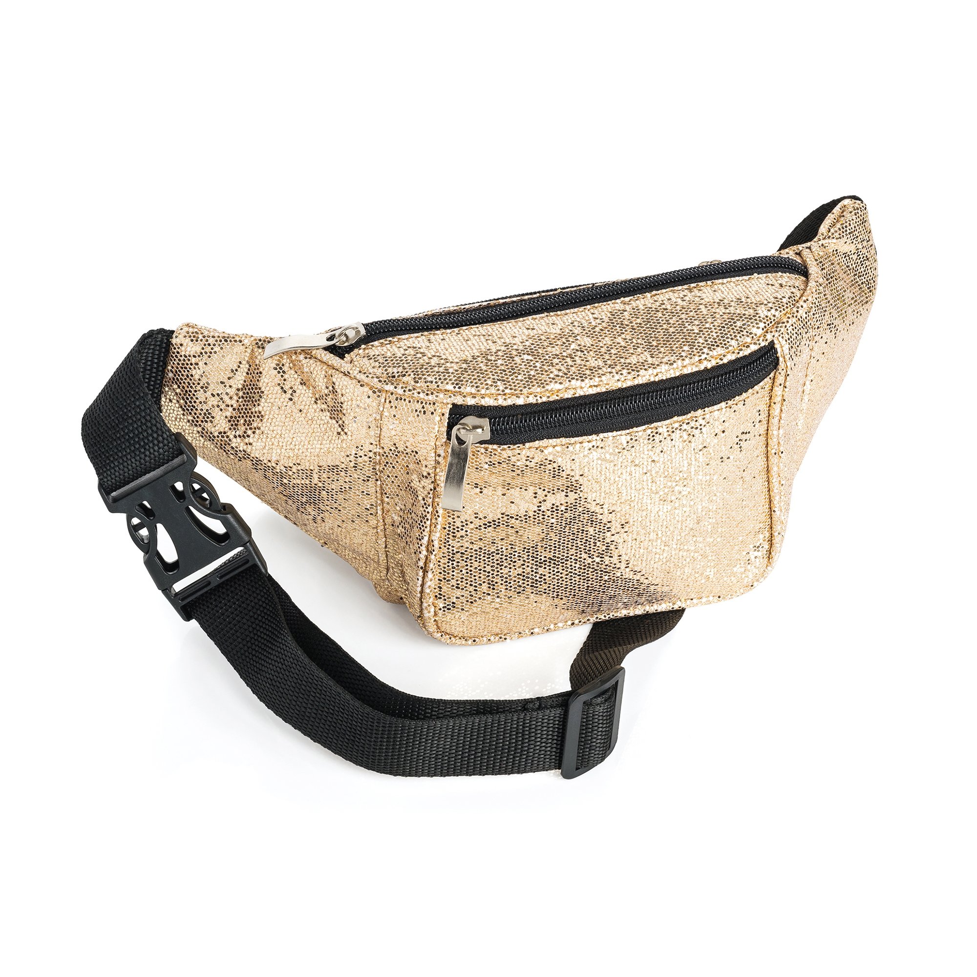 Bumbag Waist Fanny Pack Running Belt, Men Women Unisex Bum Bag Adjustable Belt for Outdoors Workout Hiking Gifts for Men Women Festivals Holiday Wear (Gold Glitter)