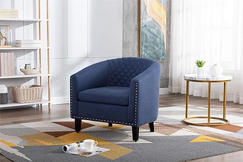 Miniatura 5 de Silla Accent Barrel con cabeza de clavos, elegante sillón de lectura, silla remachable para sala de espera, silla auxiliar de cuero con patas de