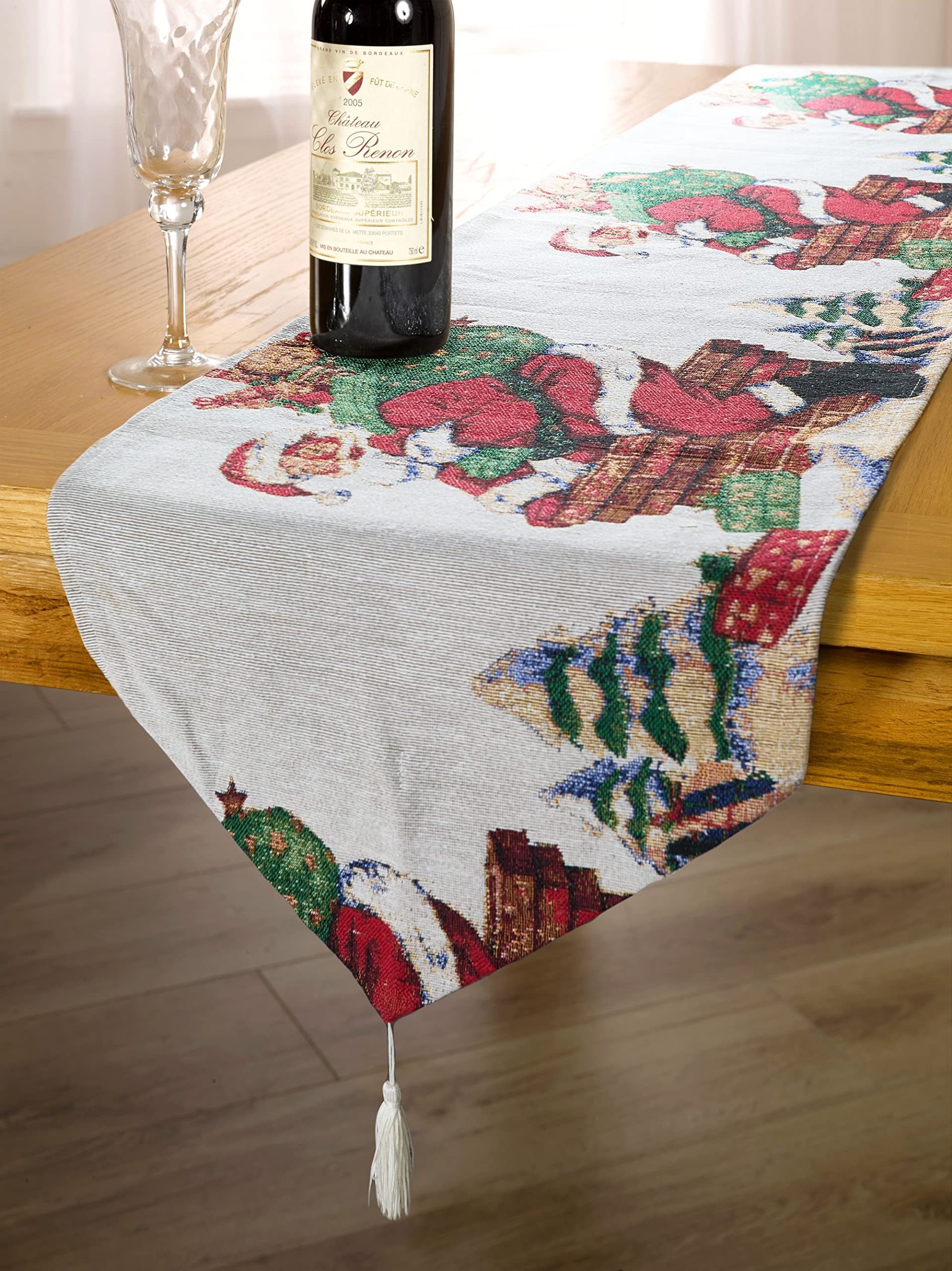 Emma Barclay Christmas Tapestry - Table Runner Decorative Xmas Dining Linen for Small Medium or Large Table- 13x72 (33x183cm)