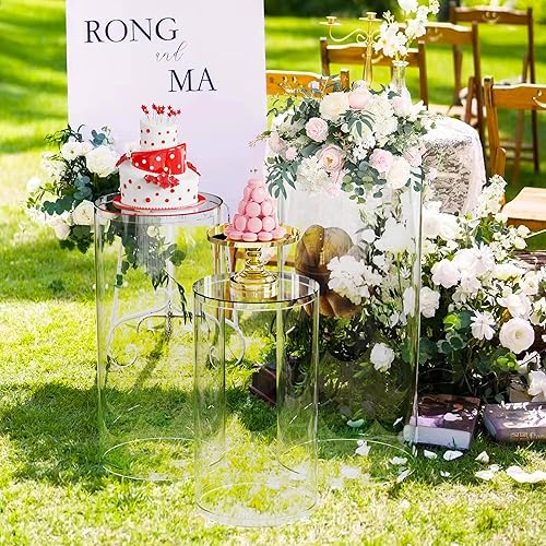 Wokceer Soportes de pedestal cilíndrico para fiestas, 3 piezas de mesas cilíndricas grandes para fiestas, exhibición de pedestal, pilares de zócalo,