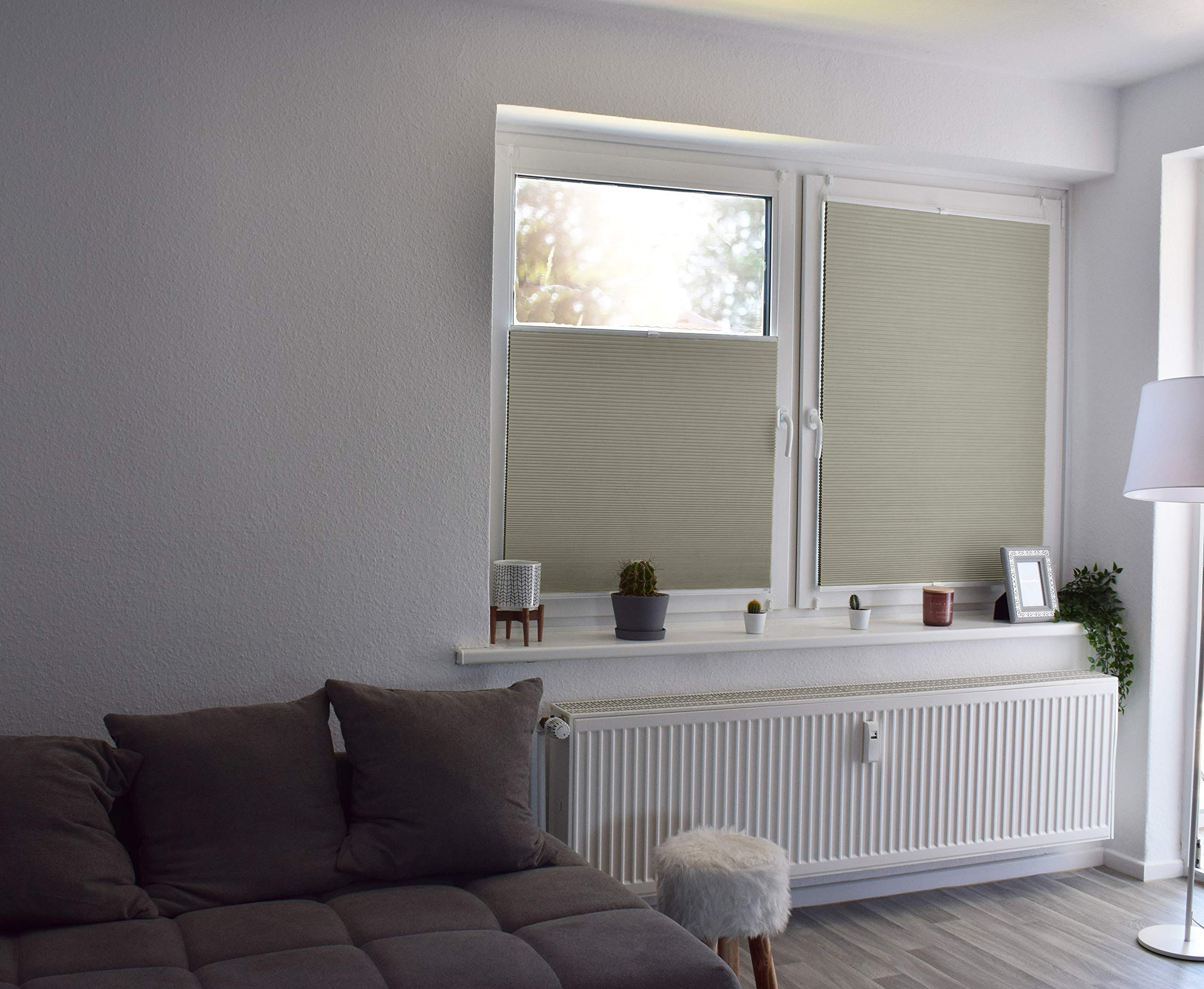 Sunl INES Store plissé nid d'abeille fabriqué en Allemagne, Argent, Klemmfix Système Rail, 70 x 150 Gris, Plastique, Gris, 70 x 2.3 x 150 cm