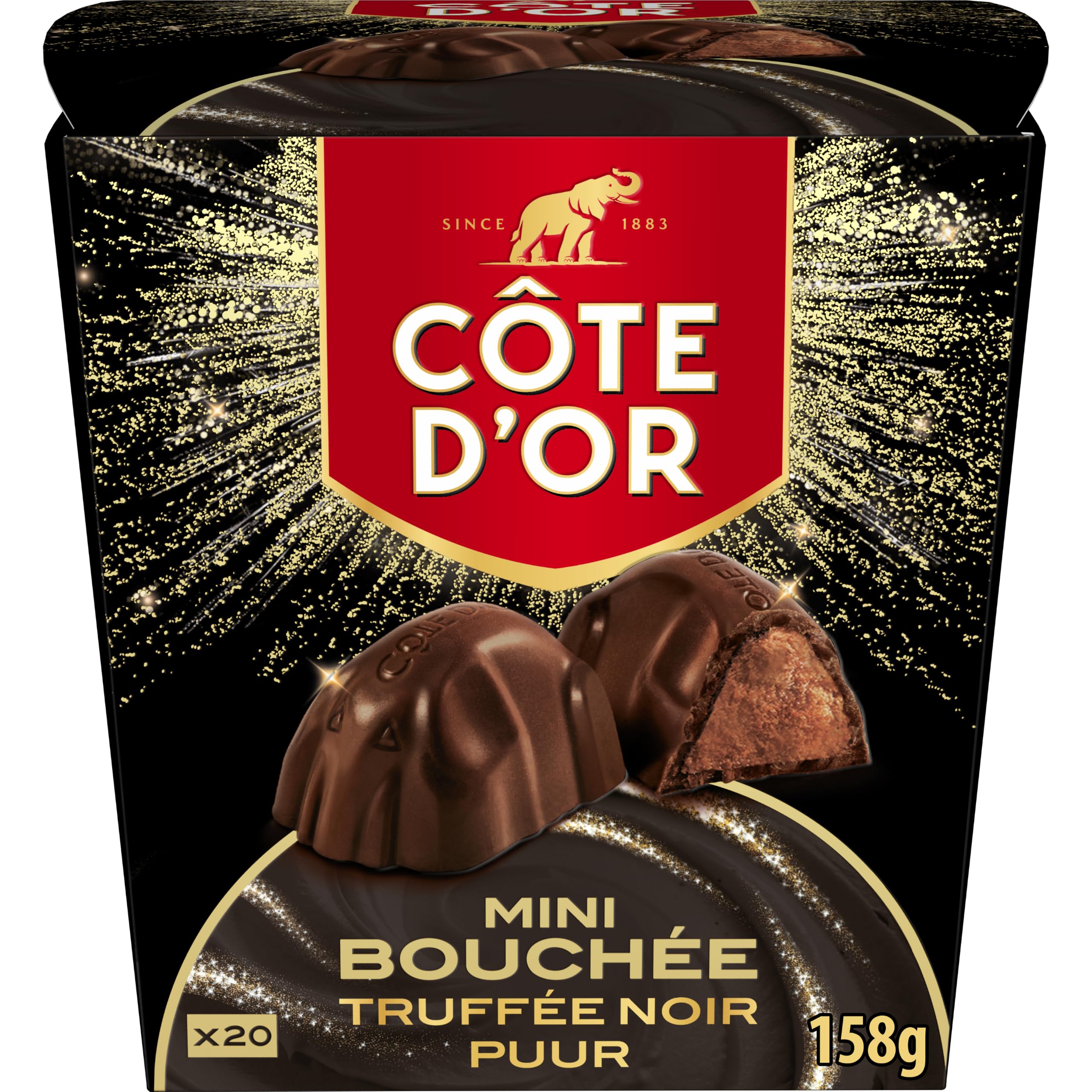 Côte d'Or - Mini Bouchée Noir Truffé - Chocolats de Noël - Boite de 158g