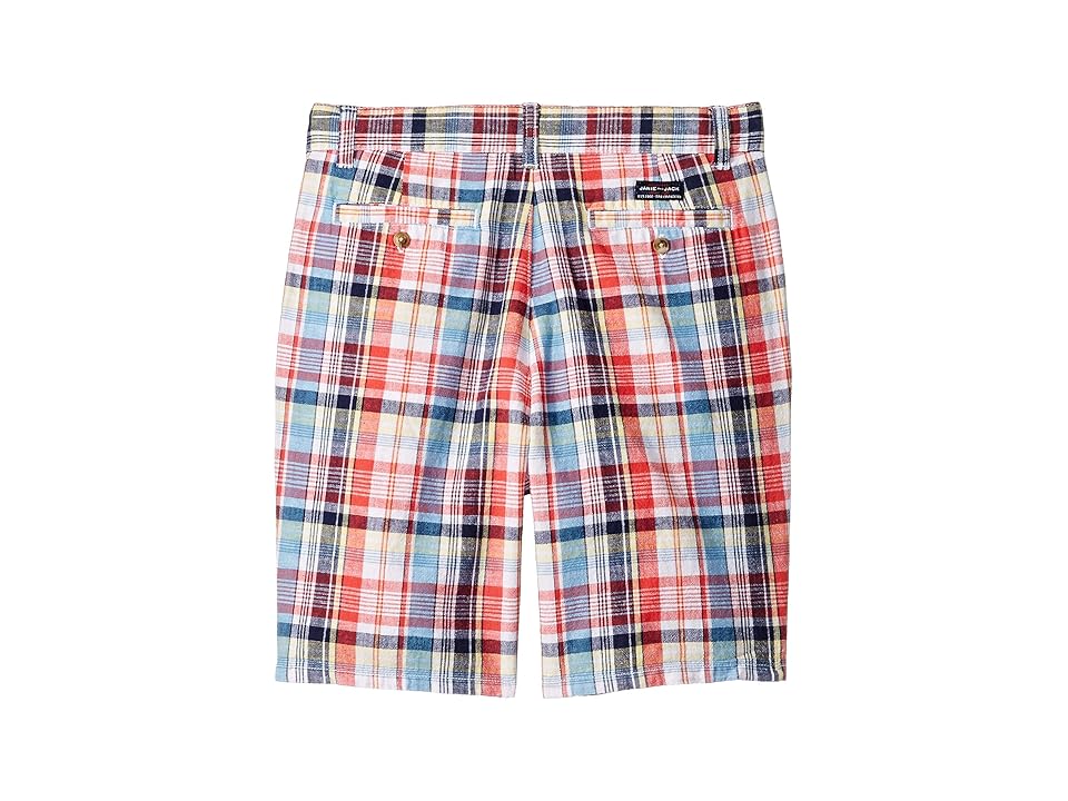 

Janie and Jack Linen Flat Front Shorts (Toddler/Little Kids/Big Kids) (Orange Multi Plaid) Boy's Shorts, Beige