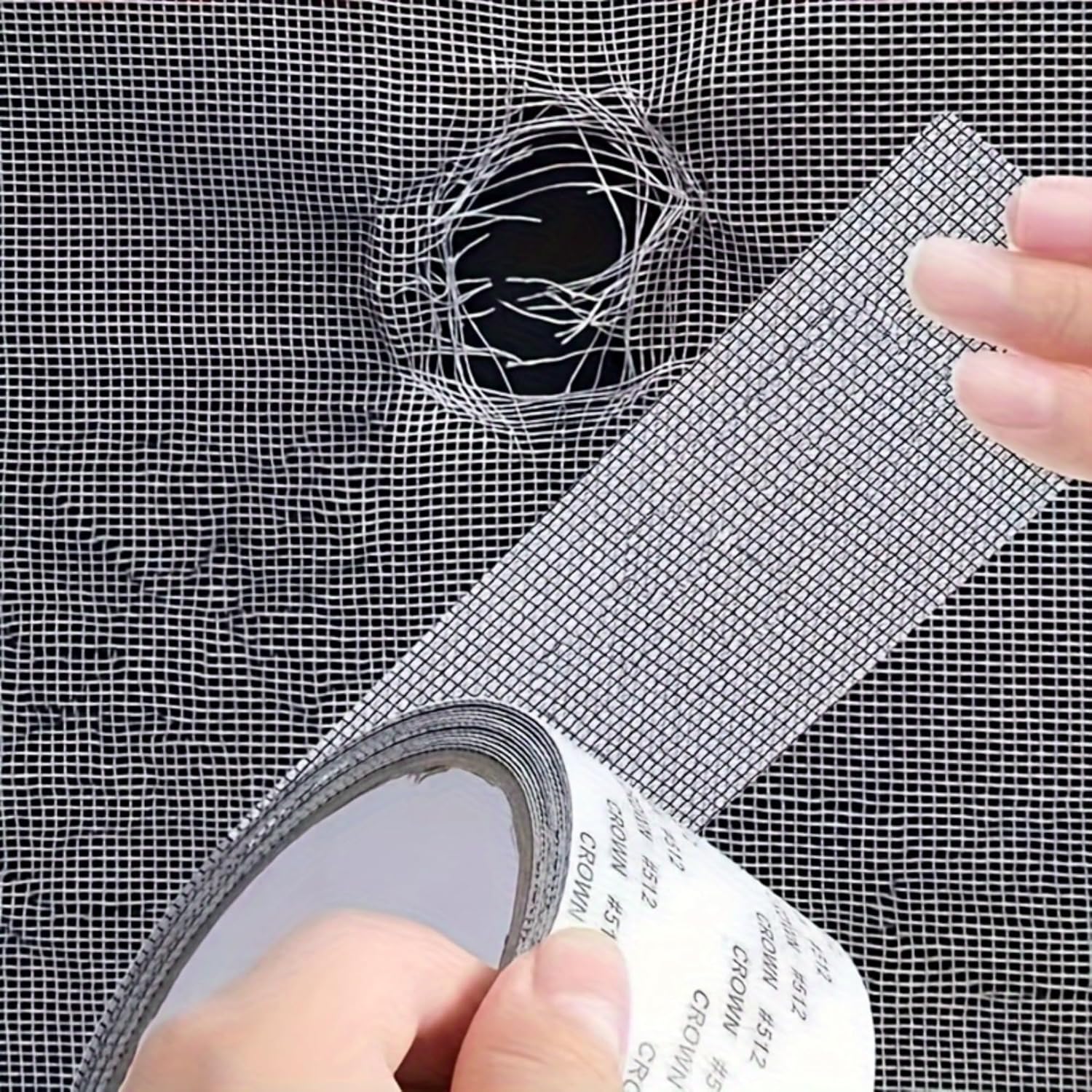 Mosquito Net Repair Tape - Self-Adhesive Patch for Screen & Curtain Tears, Waterproof Mesh Patch for Window/Door Screens, Easy Cut-to-Size Fix (Gray)