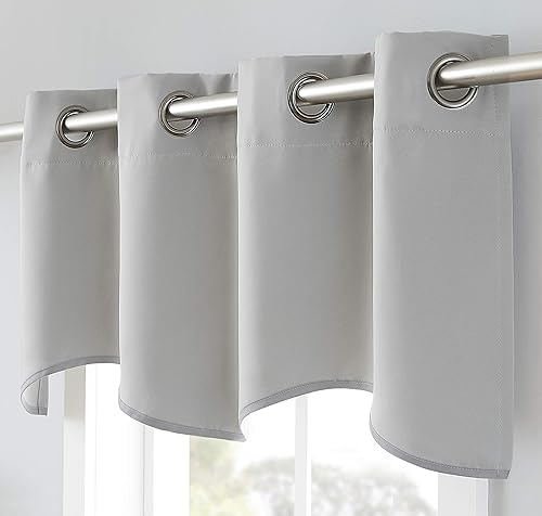 Miniatura 5 de LinenZone 1 panel de cortina festoneado con ojales de alta calidad, 54 pulgadas de ancho x 18 pulgadas de largo, cortinas sólidas con aislamiento