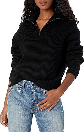 vince ribbed half zip sweater