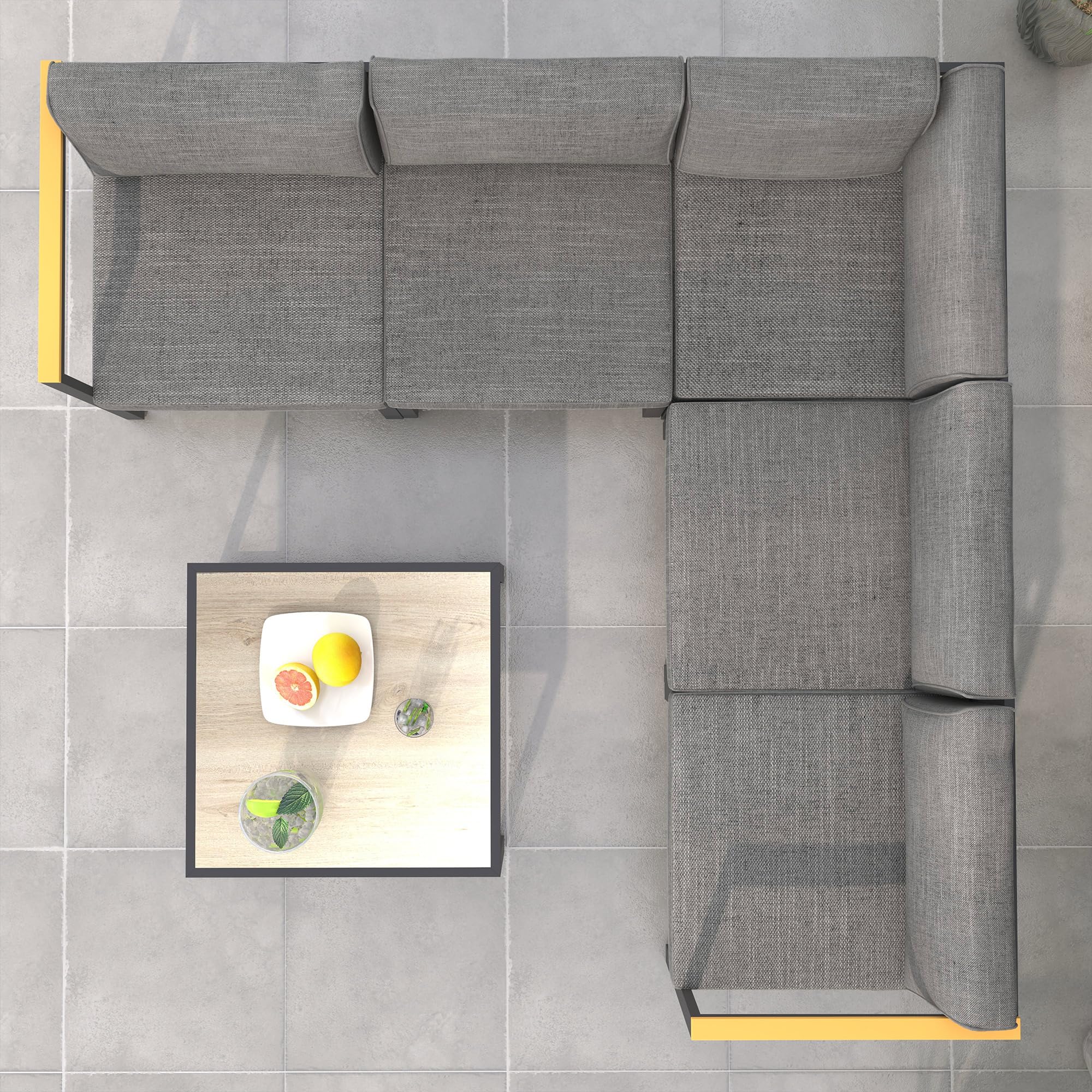 Outsunny 6 Piezas de diseño contemporáneo al Aire Libre Esquina Muebles de jardín para 5 Personas - Aluminio - Gran Comodidad