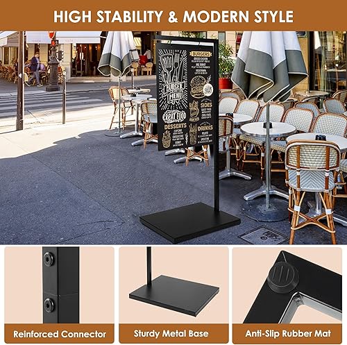 Miniatura 5 de ORIENGEAR Letreros de pizarra con soporte, tablero de tiza de doble cara de 43 x 19 pulgadas, tablero de tiza con accesorios, tablero de menú