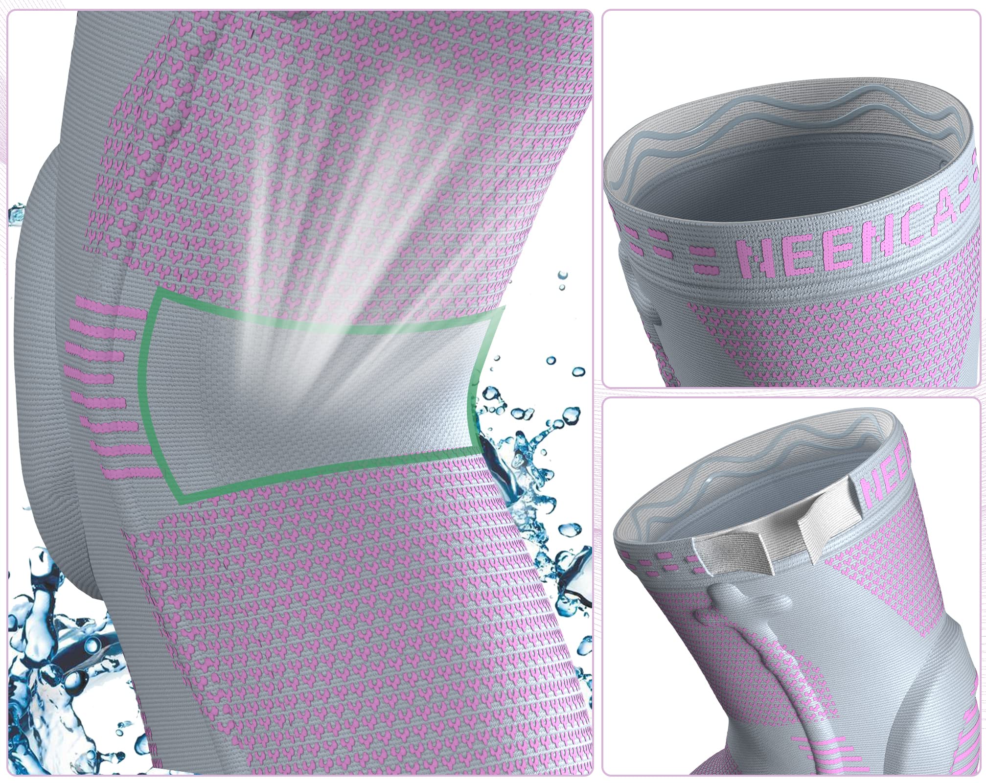 NEENCA Tutore Ginocchio,Tutore Fascia per Compressione Ginocchio Cuscinetti per Rotula e Supporto Laterale,Supporto per Ginocchia ad uso Medico per Corsa,Lesioni al Menisco,Artrite,Infortunio Sportivo