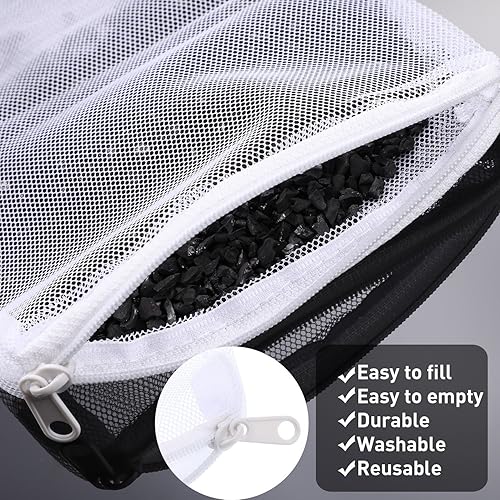 Miniatura 4 de Tatuo 20 bolsas de filtro de acuario, bolsas de filtro de malla con cremallera para carbón peletizado, color blanco y negro