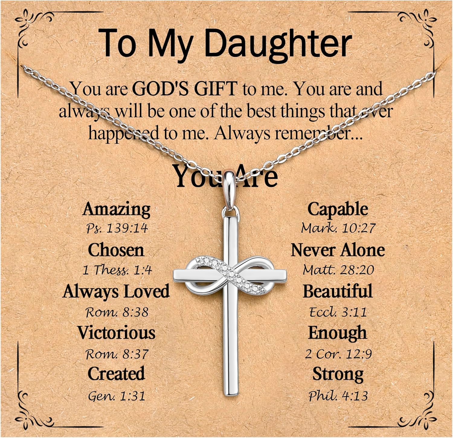Christian Gifts for Her, Infinity CZ Cross Necklaces for Women Girls, Confirmation Baptism Birthday Christmas Religious Gift Ideas for Daughter Granddaughter Niece Goddaughter Friend Sister