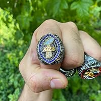 Vista 6 de Anillo de trofeo del campeonato de fútbol de fantasía 2023 Premio chapado en bronce negro para el ganador de la Liga de Fútbol Fantasía