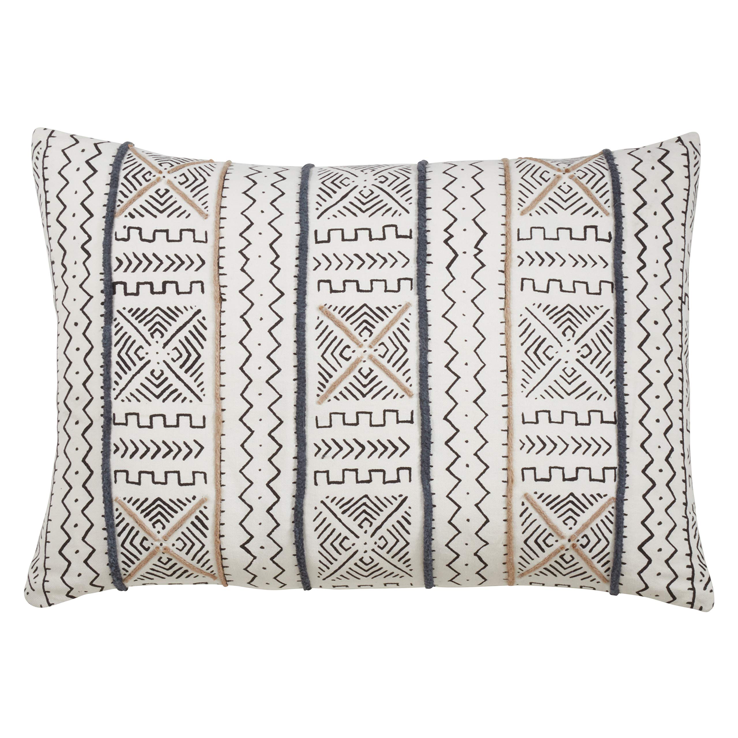 Occasion Gallery White African Mud Cloth Inspired Decorative Throw Pillow - Cover (Filling Not Included), 14