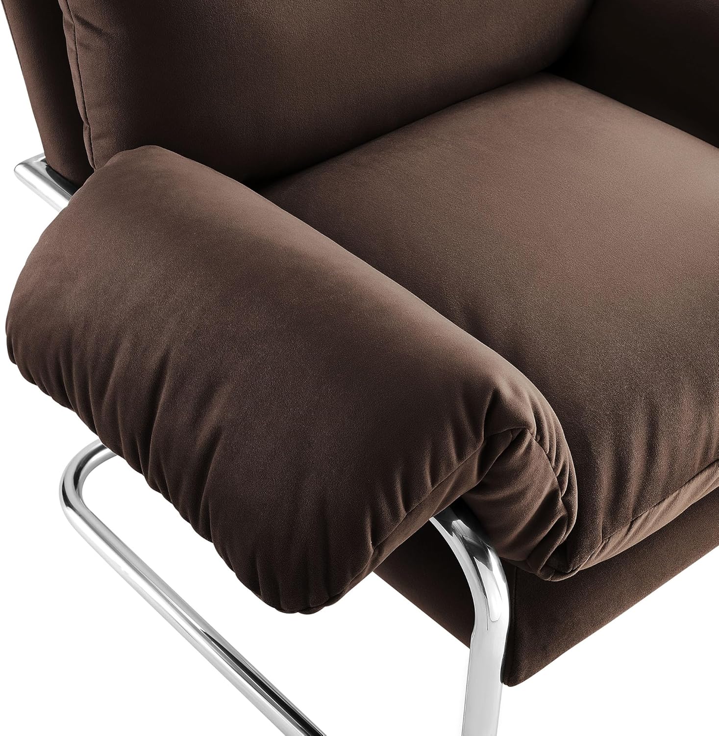 Modway Ansel Performance Velvet Accent Chair in Chocolate Brown - Stain-Resistant Velvet Lounge Chair for Living Room, Bedroom - Corner Reading Chair with Arms and Removable Cushions