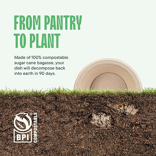 Miniatura 4 de 100% compostable, de 12 onzas Cuencos de papel [paquete de 125], calidad de alta resistencia, naturales, desechable, hechos de bagazo