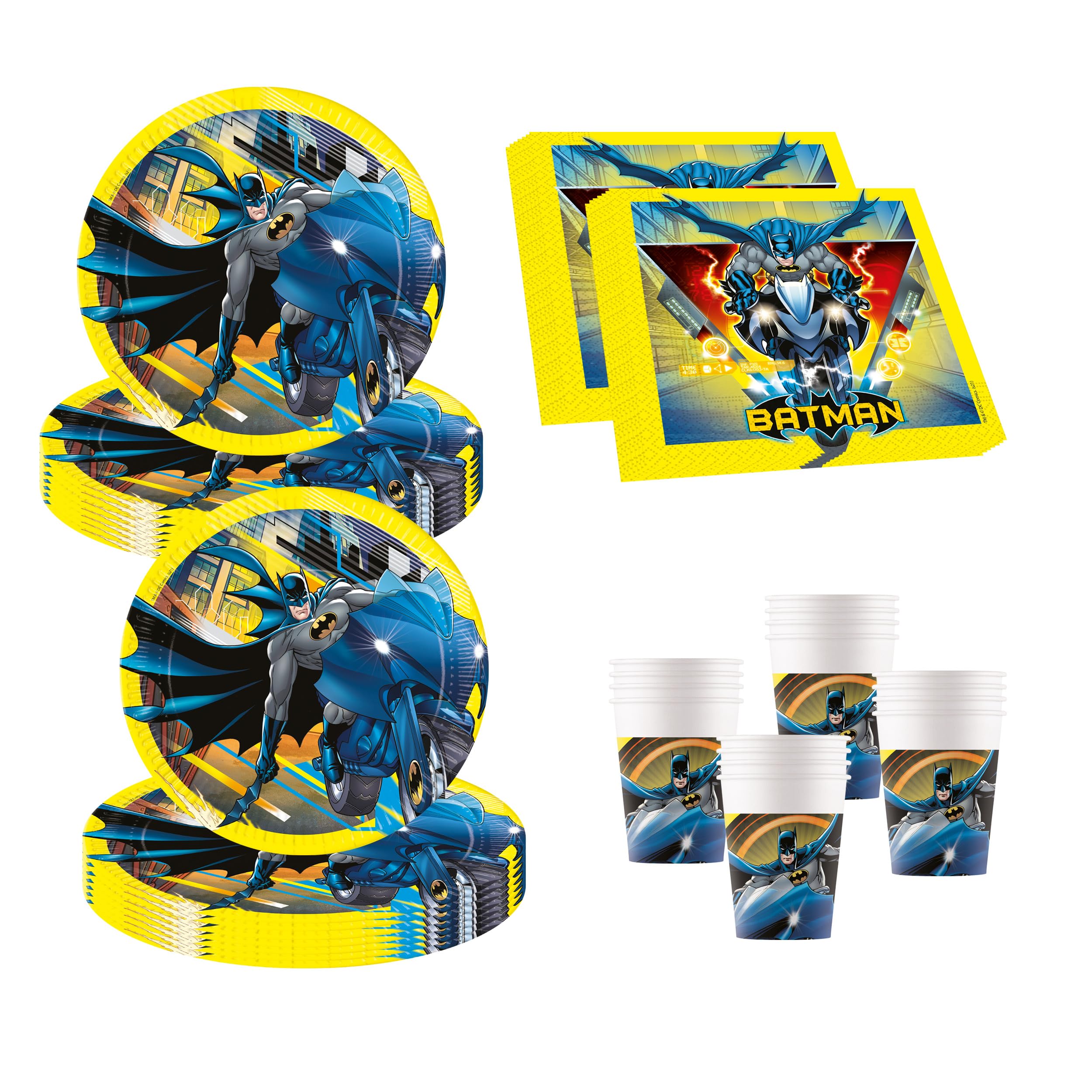 Procos 10137430 - Party Set S Batman Rogue Rage, 52-Piece Set, 16 Plates, 16 Cups, 20 Napkins, Disposable Tableware, Party Tableware, Table Decoration, Marvel