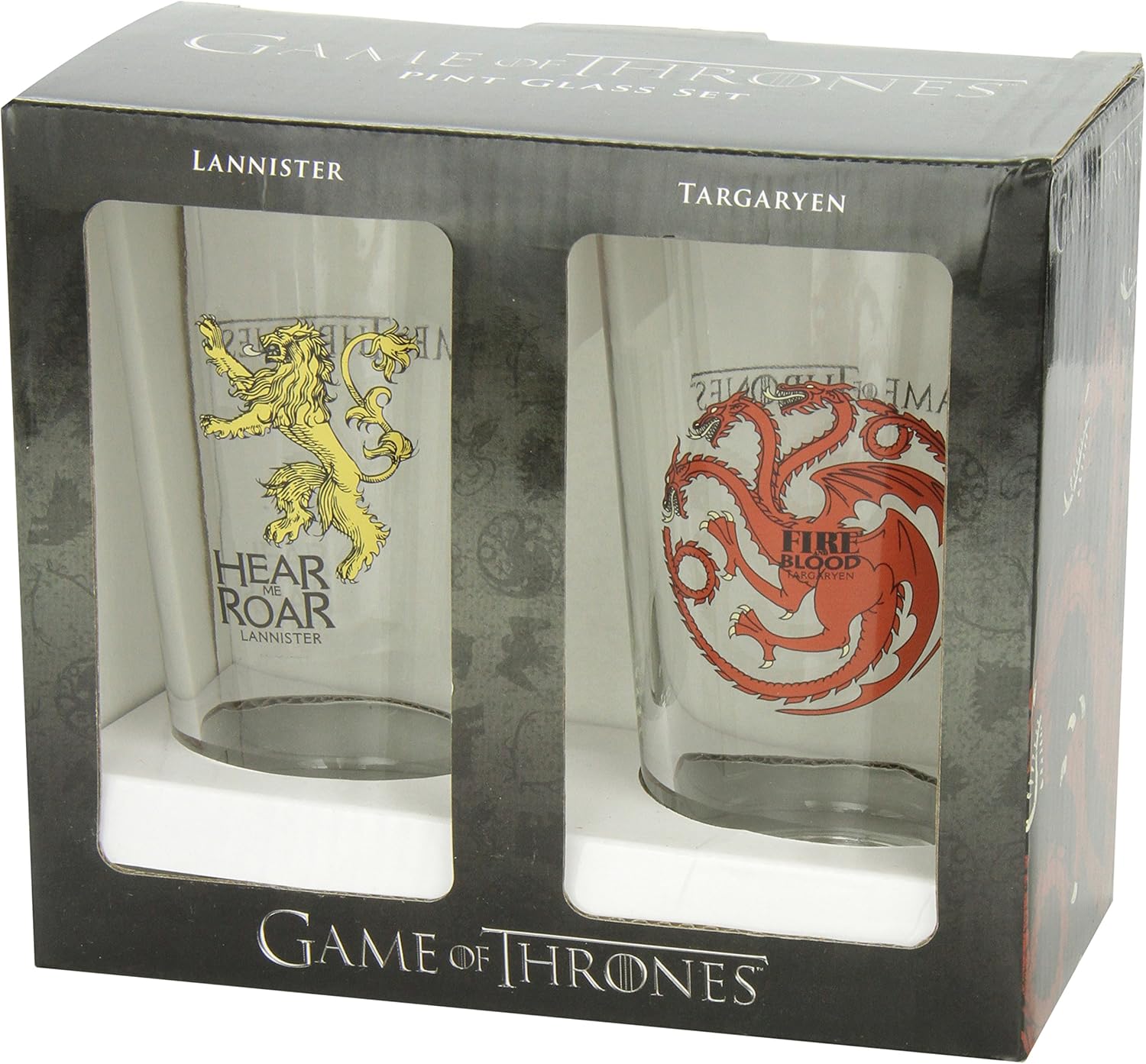 Dark Horse Deluxe Game of Thrones Pint Glass Set: Targaryen and Lannister
